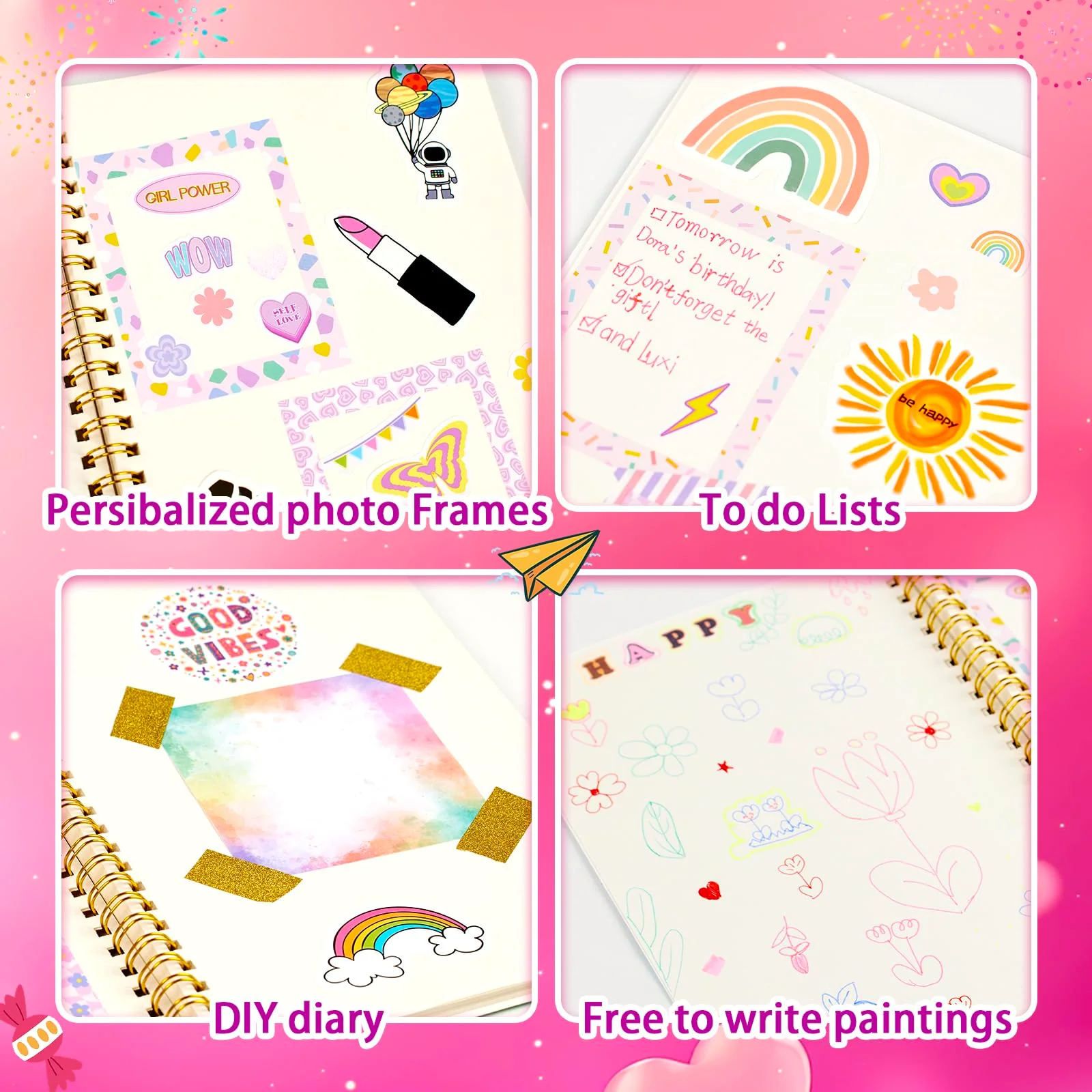 OIHEW DIY Journal Kit for Girls/Teen/Tween, 2 PC Stationery | Scrapbook | Diary | Journaling Art Crafts Supplies Set, Christmas | Birthday Gift for 8 9 10 11 12 13 14 Year Old Girl Ideas - Image 3