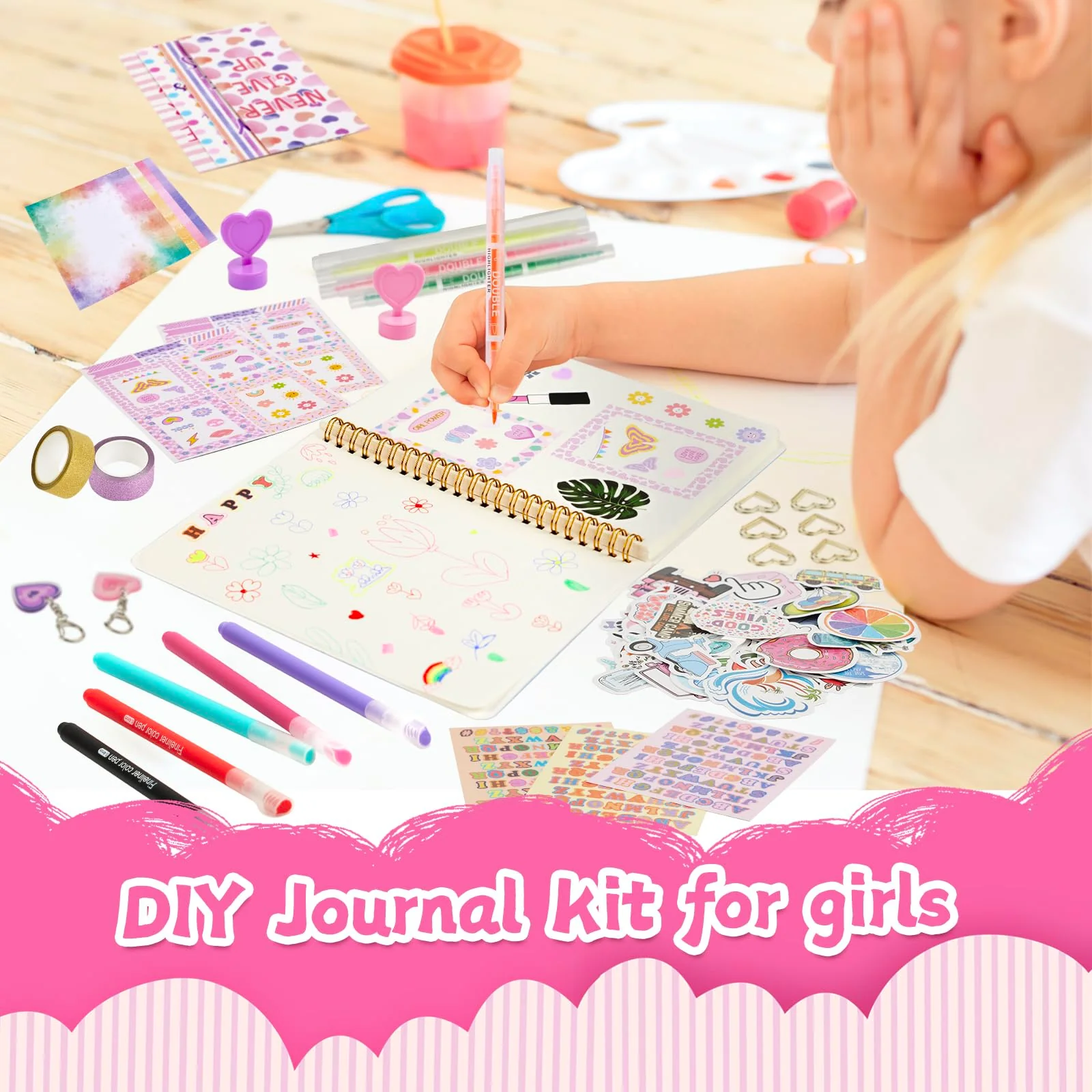 OIHEW DIY Journal Kit for Girls/Teen/Tween, 2 PC Stationery | Scrapbook | Diary | Journaling Art Crafts Supplies Set, Christmas | Birthday Gift for 8 9 10 11 12 13 14 Year Old Girl Ideas - Image 4