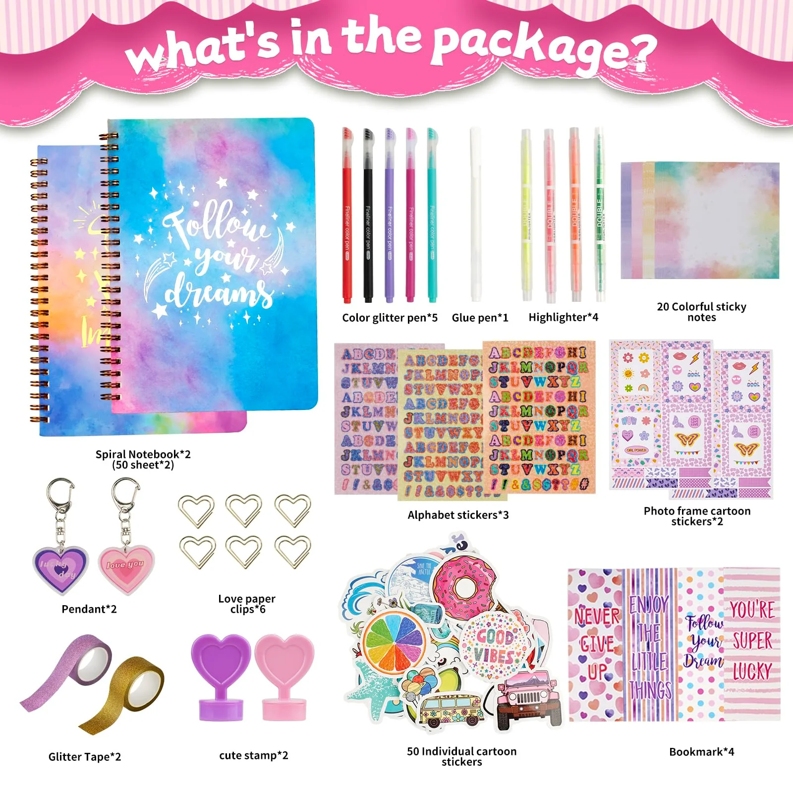 OIHEW DIY Journal Kit for Girls/Teen/Tween, 2 PC Stationery | Scrapbook | Diary | Journaling Art Crafts Supplies Set, Christmas | Birthday Gift for 8 9 10 11 12 13 14 Year Old Girl Ideas - Image 7