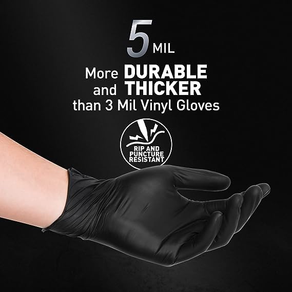 OKIAAS Black/Pink Vinyl Gloves Disposable Latex Free, Food Safe, Powder Free, 5 Mil Thickened for Cooking, Cleaning, Food Prep, Baking, Hair Dye, Tattoo, Medium, 200 Count - Image 6