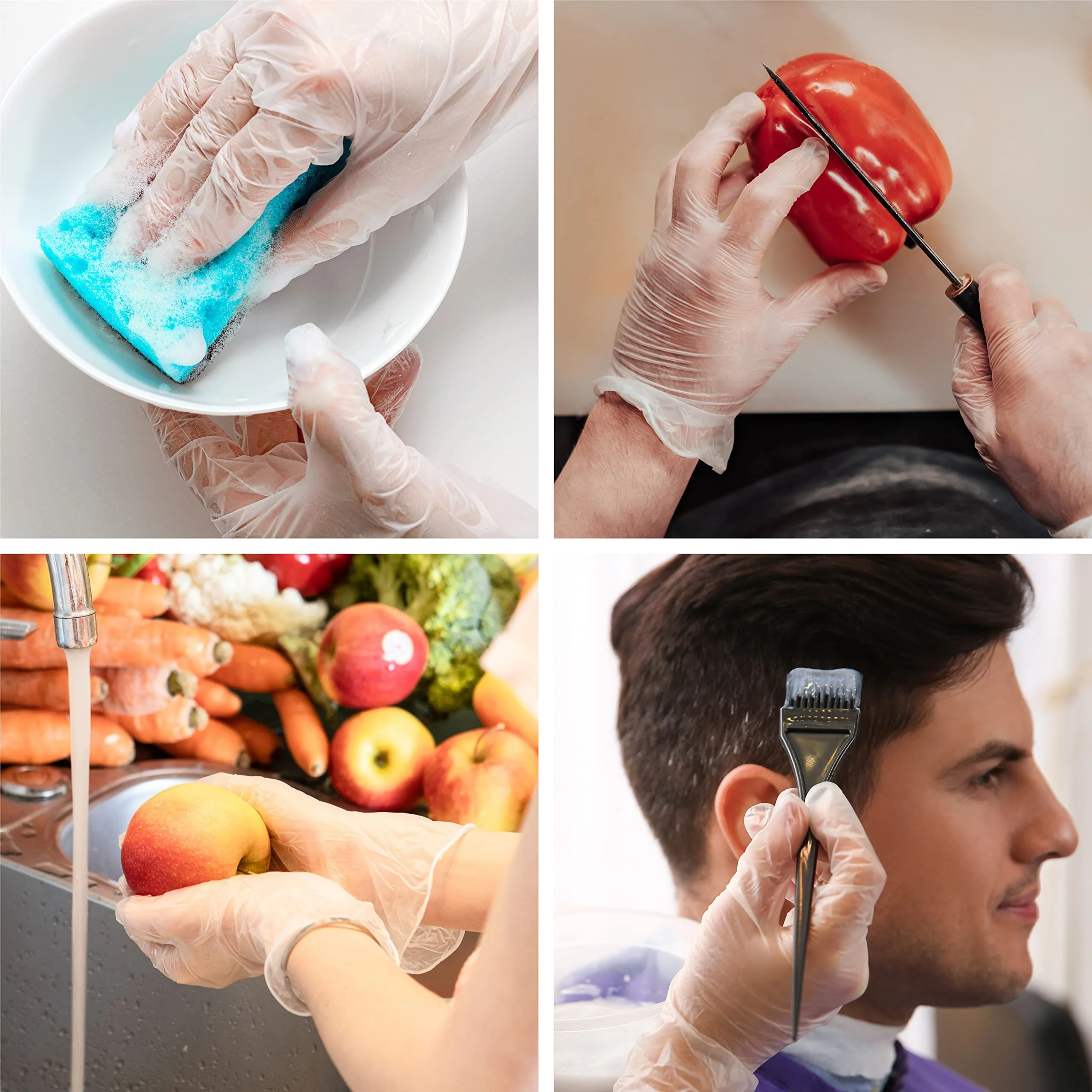 OKIAAS Disposable Gloves XL, Food Safe, Bulk of 200 Pcs|Latex and Powder-Free Clear Vinyl Gloves for Cleaning, Food Prep - Image 2