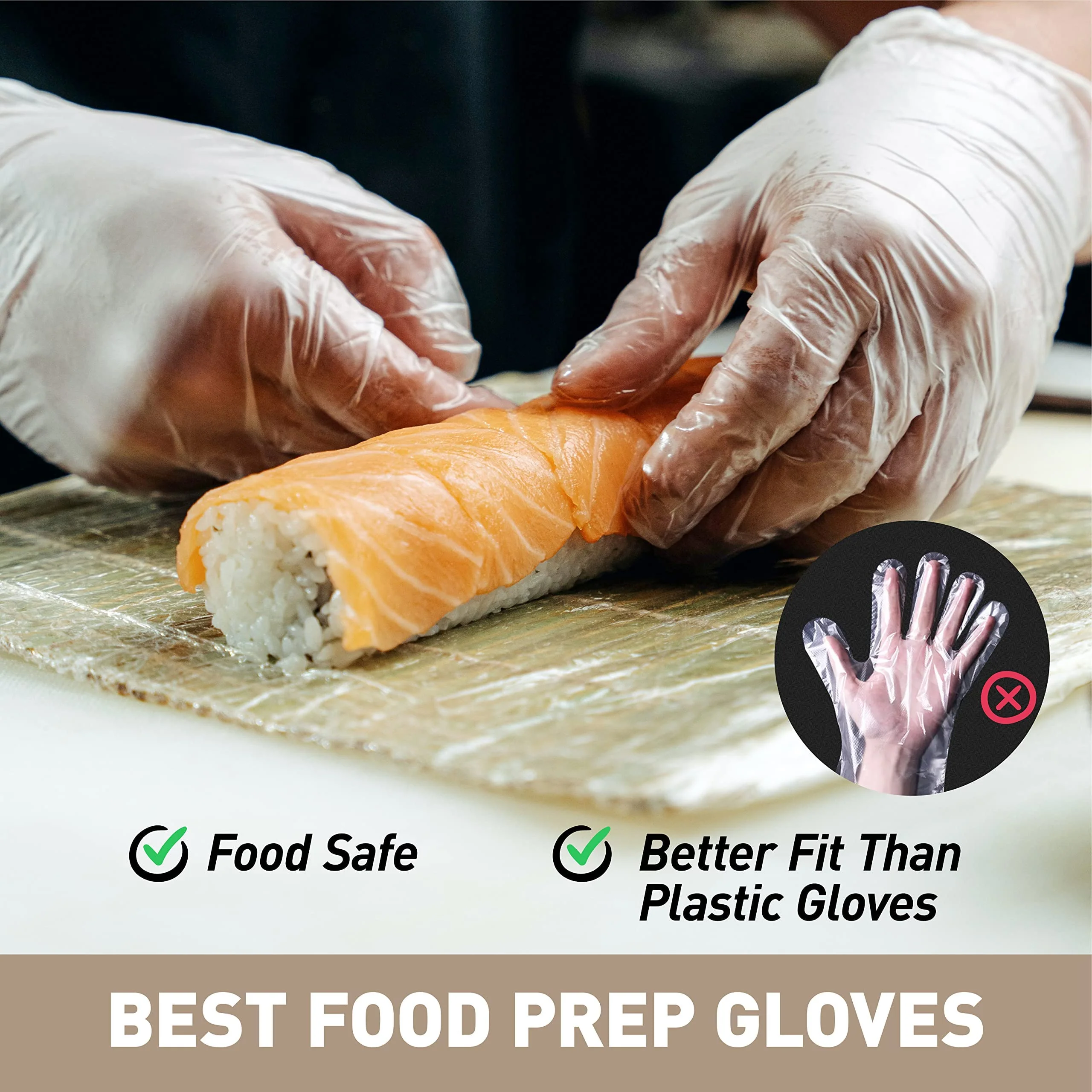 OKIAAS Disposable Gloves XL, Food Safe, Bulk of 200 Pcs|Latex and Powder-Free Clear Vinyl Gloves for Cleaning, Food Prep - Image 5