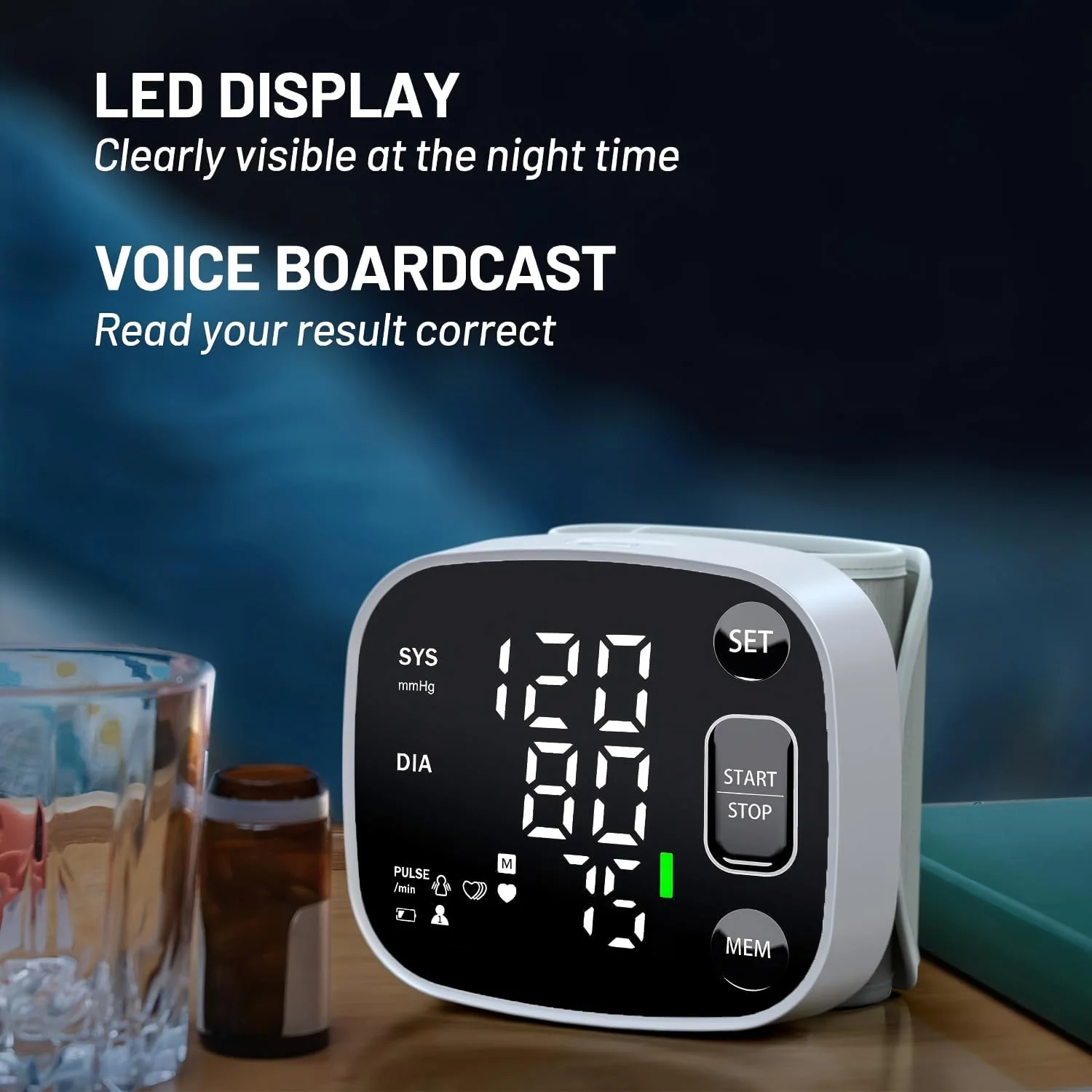 Oklar Blood Pressure Monitors for Home Use Rechargeable Wrist Digital BP Machine Cuff with LED Backlit Display, Voice Broadcast, 240 Memory Storage for 2 Users with Carrying Case - Image 4