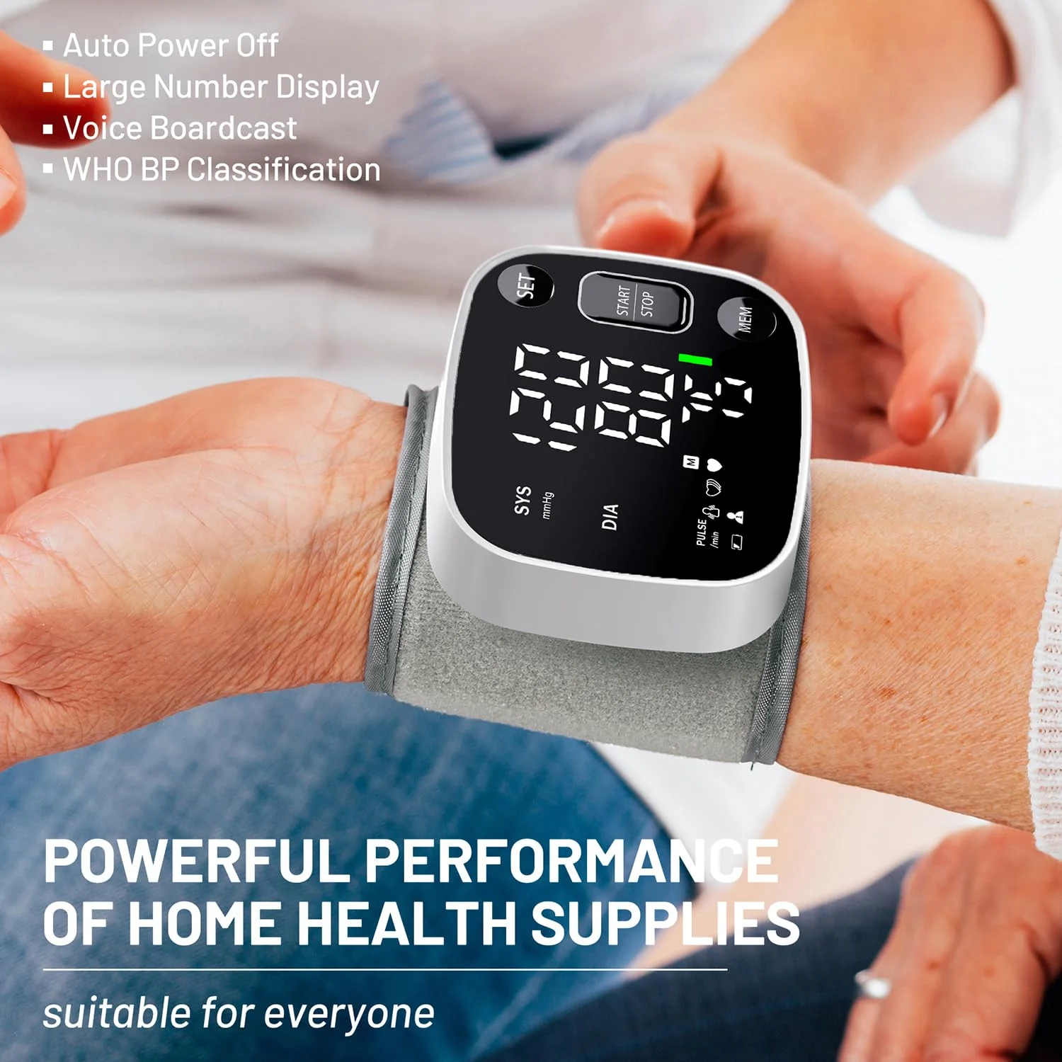 Oklar Blood Pressure Monitors for Home Use Rechargeable Wrist Digital BP Machine Cuff with LED Backlit Display, Voice Broadcast, 240 Memory Storage for 2 Users with Carrying Case - Image 7