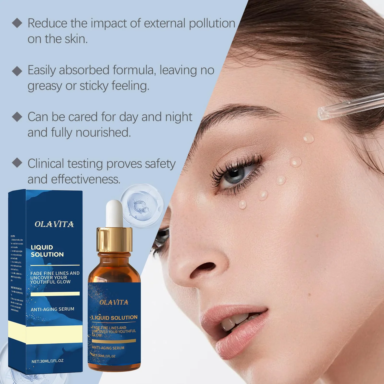 OLAVITA Liquid Solution Anti Aging Serum with Vitamin C, Supports Skin Elasticity & Collagen, Helps Improve the Look of Fine Lines and Wrinkles, 2Pcs - Image 8