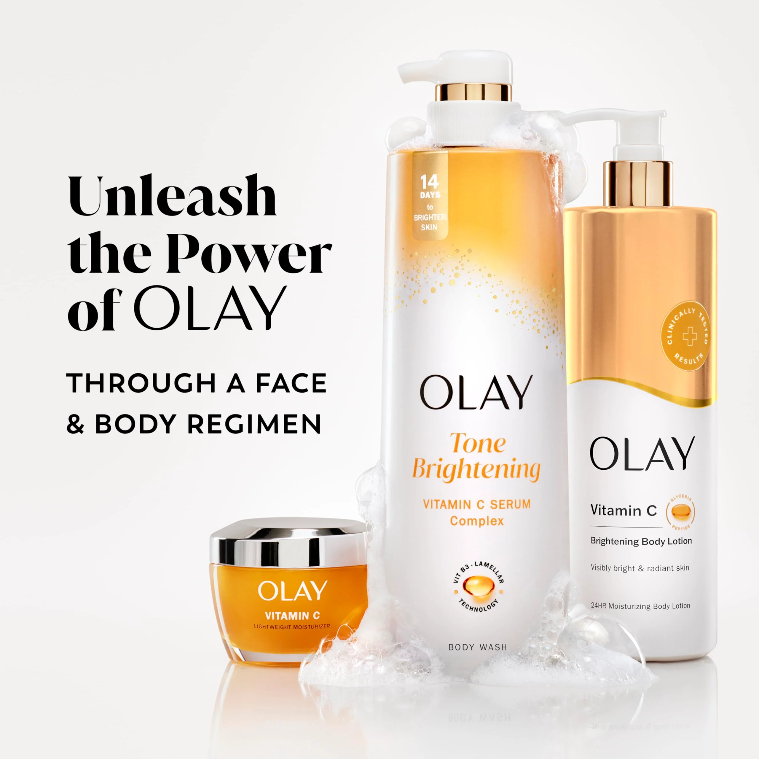Olay Body Wash for Women, Tone Brightening Exfoliation, Vitamin C Serum Complex, Renew Moisture, Free of Parabens & Phthalates, Vitamin B3 Lameller Technology, For All Skin Types, 20 fl oz (Pack of 4) - Image 5