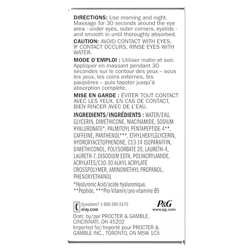 Olay Hyaluronic + Peptide 24 Gel Eye Cream, Fragrance-Free, 0.5oz (15 mL) - Image 2