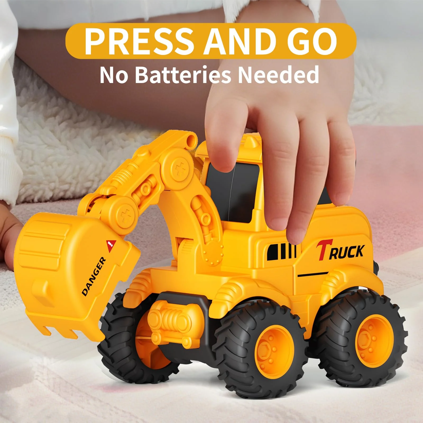 Olbyefly Construction Toys for 2 3 4 5 6 + Year Old Boys Kids Toddlers Girls, Sandbox Excavator Toy Trucks Construction Truck Toys Vehicles Bulldozer Road Roller Toy Christmas Birthday Gifts for Boys - Image 4