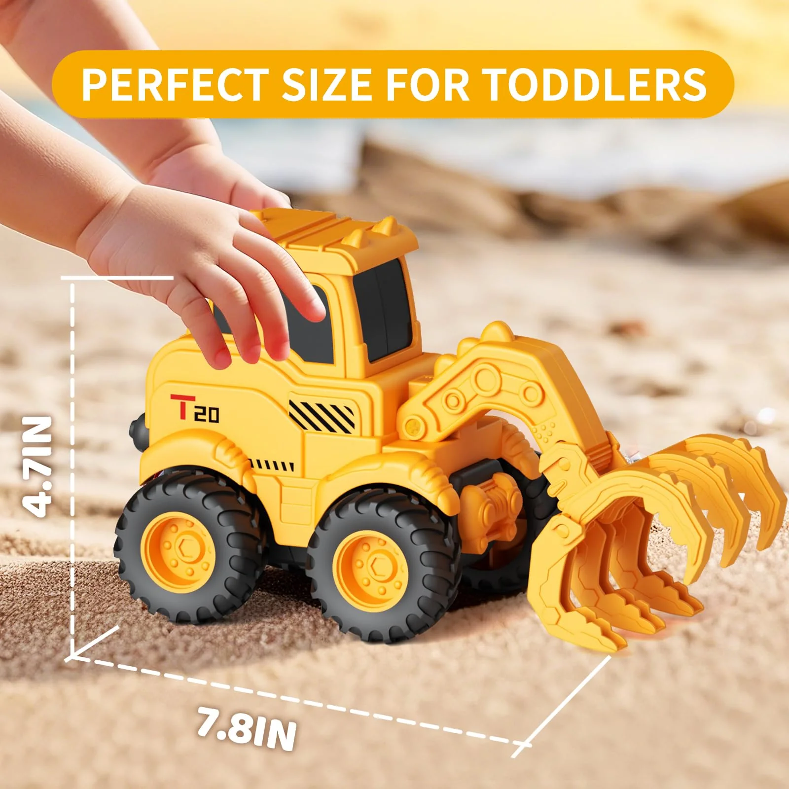 Olbyefly Construction Toys for 2 3 4 5 6 + Year Old Boys Kids Toddlers Girls, Sandbox Excavator Toy Trucks Construction Truck Toys Vehicles Bulldozer Road Roller Toy Christmas Birthday Gifts for Boys - Image 7