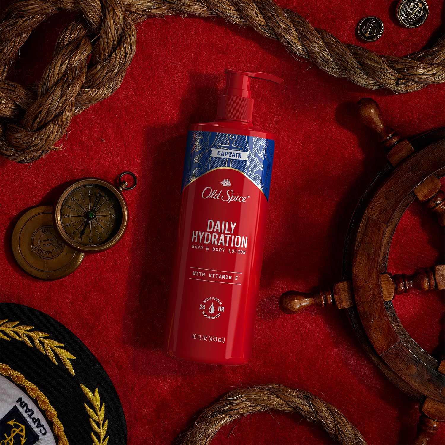 Old Spice Hand & Body Lotion for Men, Daily Hydration, 24/7 Hydration, 24/7 Replenishing Rich Moisture for Dry Skin, Lightweight Formula, Captain with Vitamin E Scent, 16 fl (Pack of 4) - Image 3