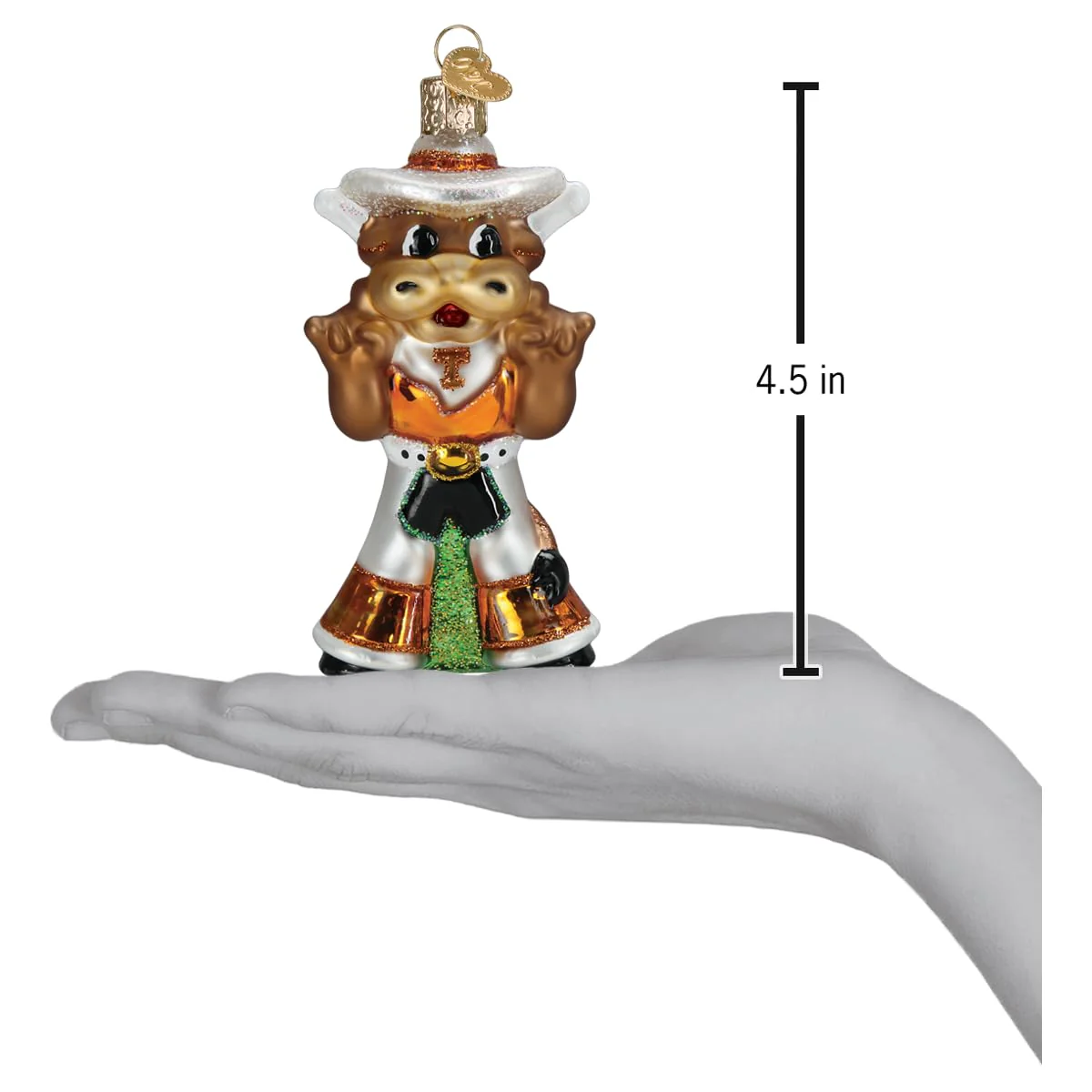 Old World Christmas Texas Bevo Longhorn Glass Blown Ornament for Christmas Tree, Handcrafted Holiday Decoration, University Collection - Image 4
