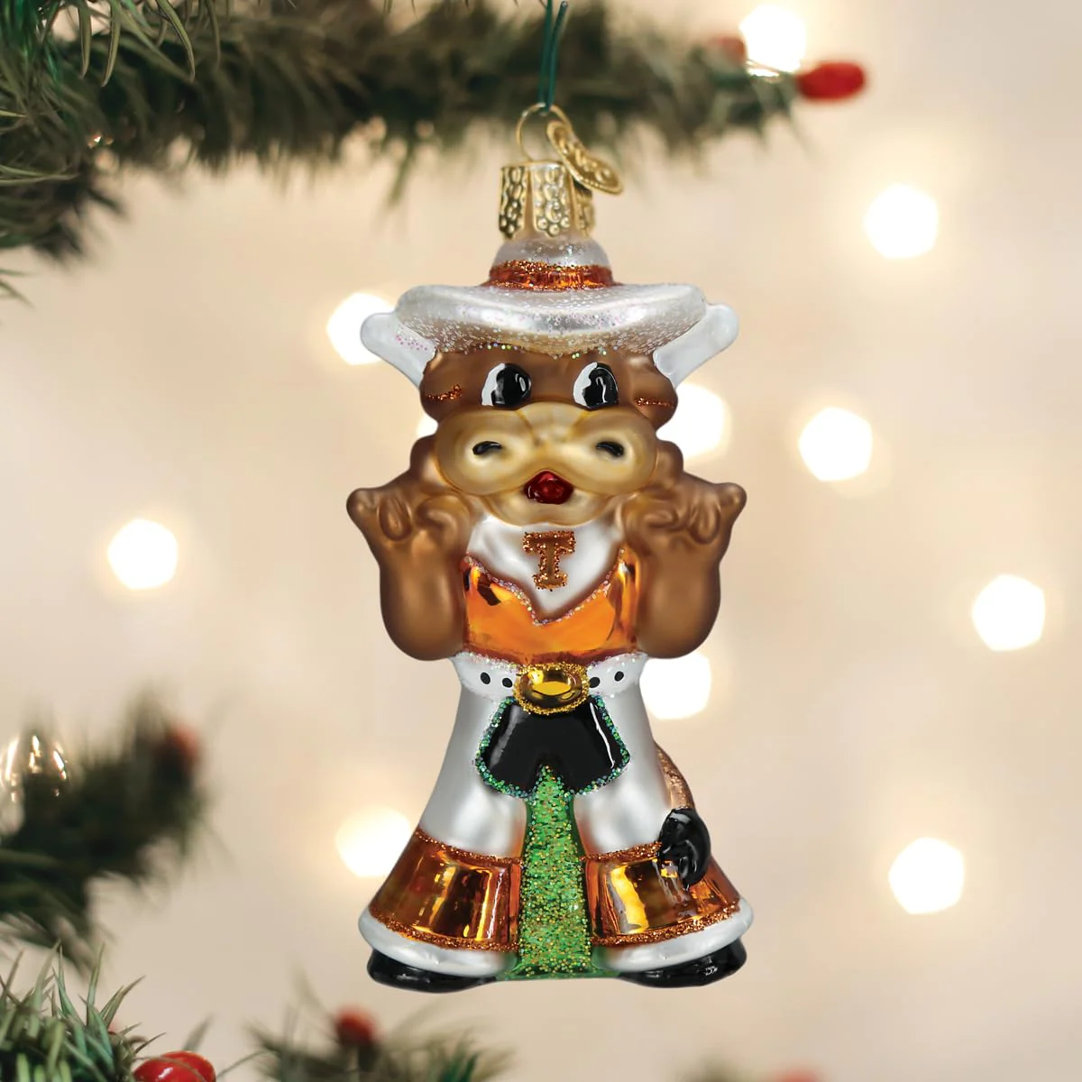 Old World Christmas Texas Bevo Longhorn Glass Blown Ornament for Christmas Tree, Handcrafted Holiday Decoration, University Collection - Image 5