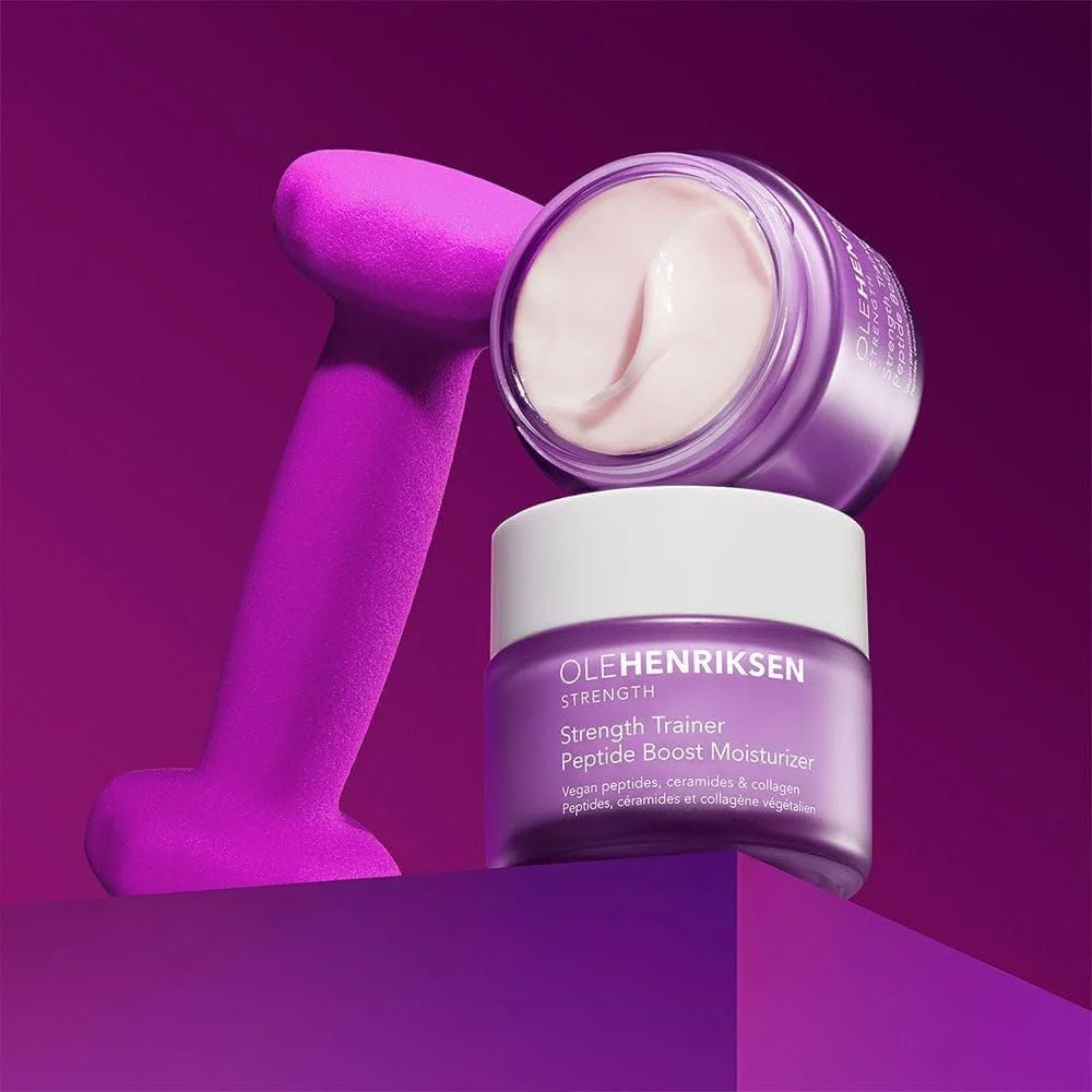Ole Henriksen Strenth Trainer Peptide Boost Facial Moisturizer with ceramides and collagen Full Size UNBOXED 1.7 fluid ounces 50 milliliter Jar - Image 4