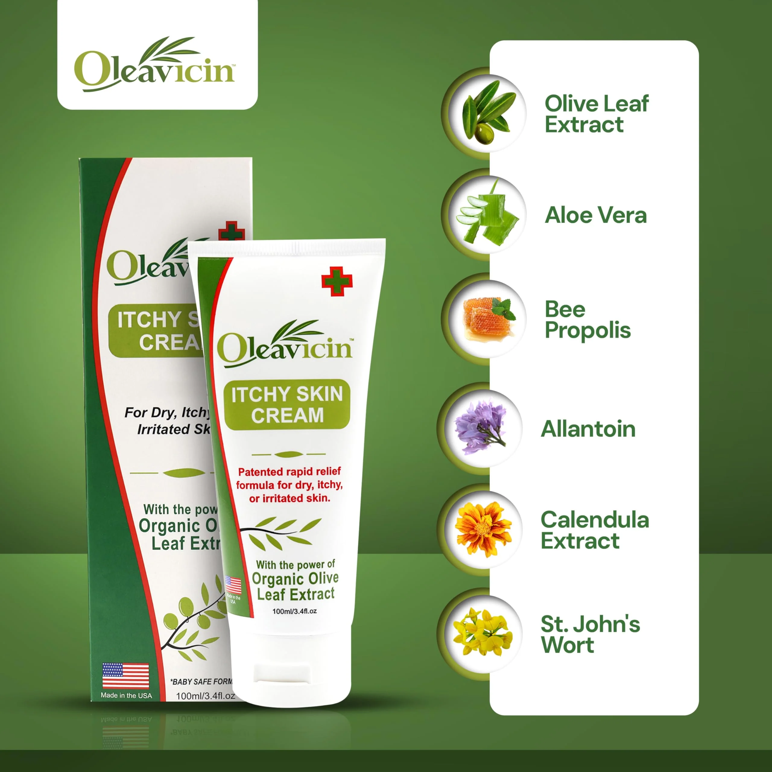 Oleavicin Organic Extra Strength Anti-Itch Cream for Dry, Itchy Skin Relief Natural Fungal & Rash Treatment with Olive Leaf Extract Fast-Acting, Long-Lasting Relief - Image 5