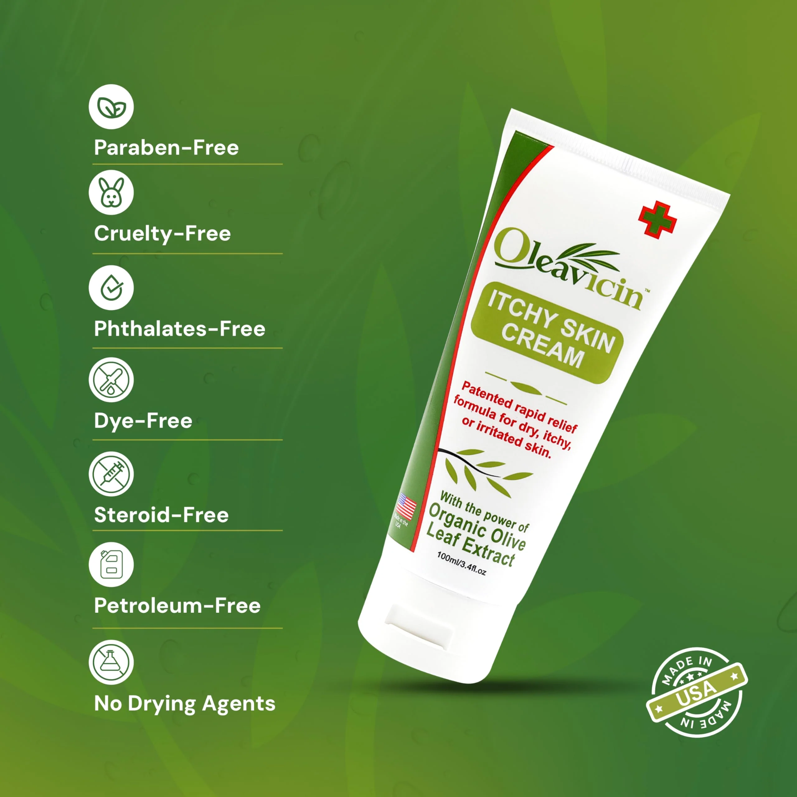 Oleavicin Organic Extra Strength Anti-Itch Cream for Dry, Itchy Skin Relief Natural Fungal & Rash Treatment with Olive Leaf Extract Fast-Acting, Long-Lasting Relief - Image 6