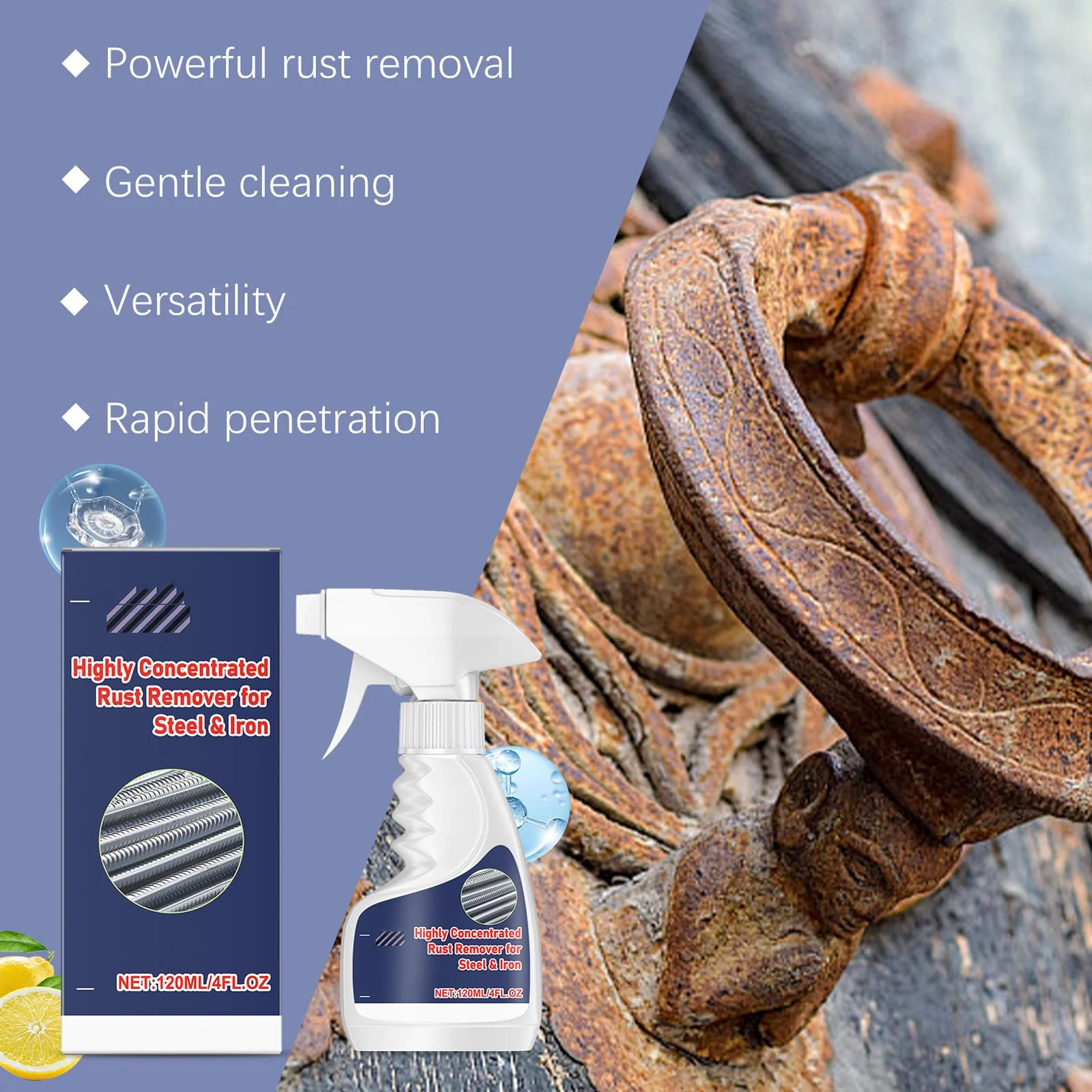 Olephique Meigline Rust Remover, Highly Concentrated Steel Rust Remover, Meigline Rust Removal, Rust Stain Remover for Tools, Stainless Steel, Automotive Parts, Fast Acting Rust (1PC) - Image 4