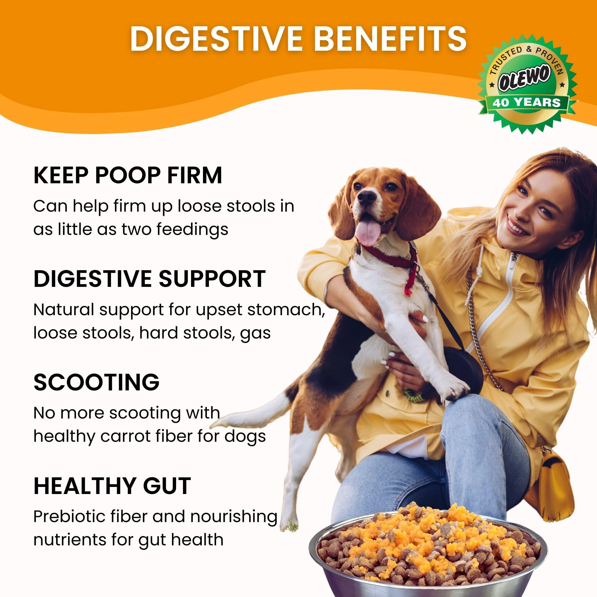 Olewo Original Carrots for Dogs – Fiber for Perfect Poop, Dog Food Toppers for Picky Eaters, Natural Skin & Coat Support, Multivitamin, Probiotics for Digestive and Gut Health, 5.5 lbs - Image 6