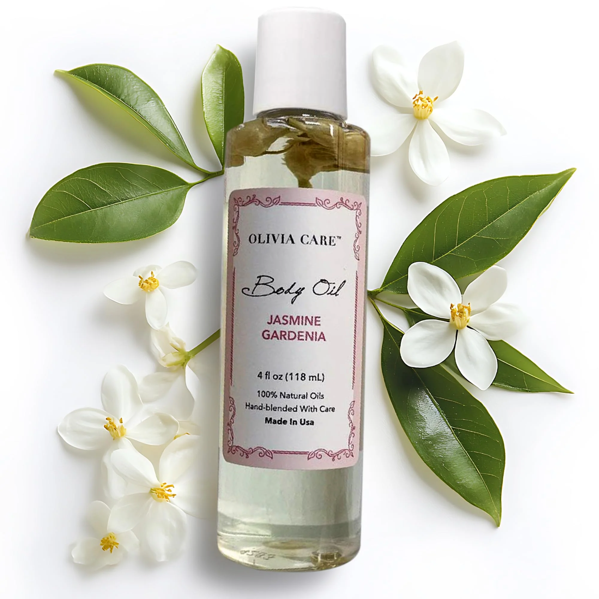 Olivia Care Jasmine Gardenia Body Oil Vegan & Natural Oil For Women | Hydrating & Moisturizing After Bath Oil - with VITAMIN E, K & Omega Fatty Acids Reduce Dry Skin - 4 OZ - Image 9