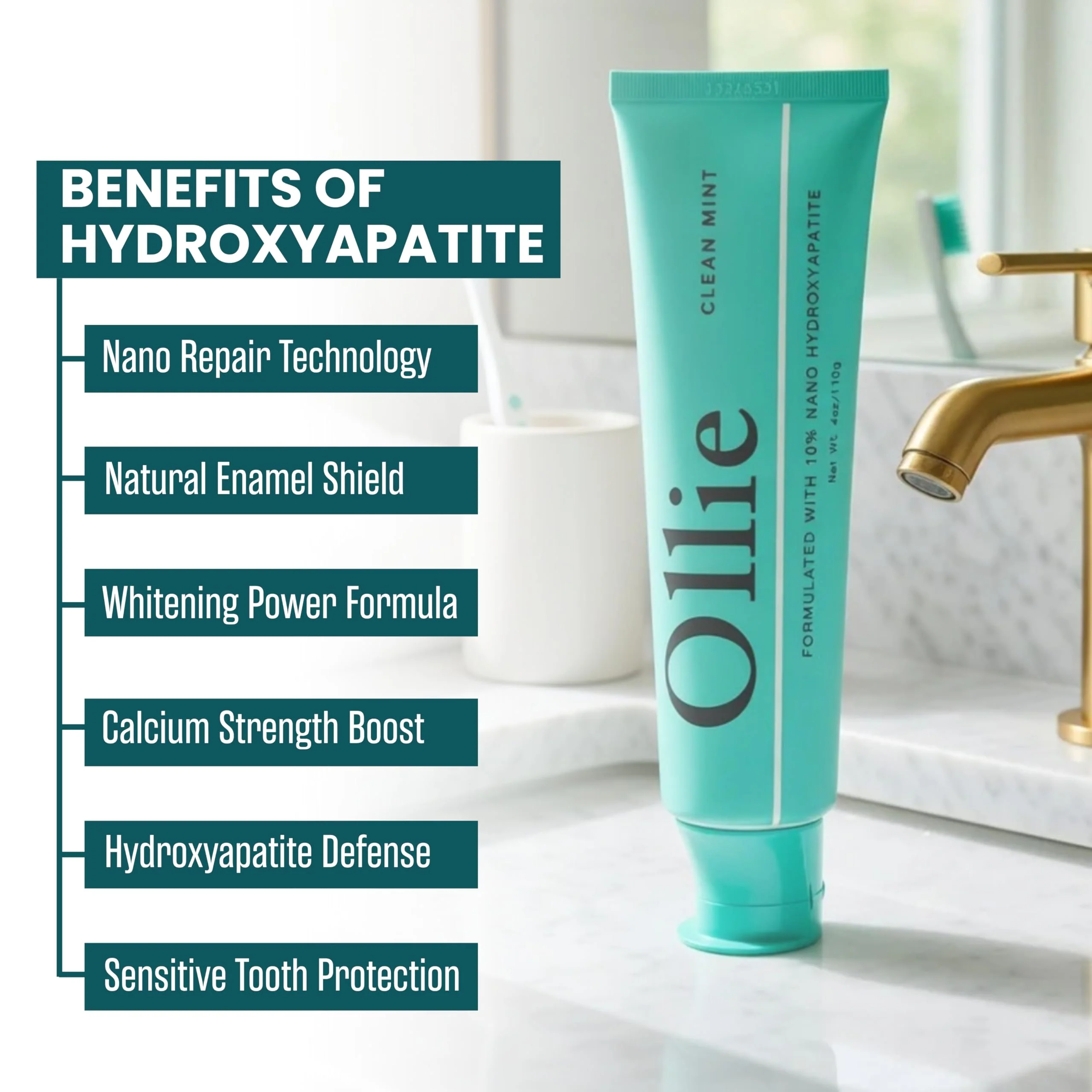 Ollie10% Nano-Hydroxyapatite Remineralizing Strawberry Toothpaste for Sensitive Teeth & Whitening, 4oz (Pack of 1) - Image 2