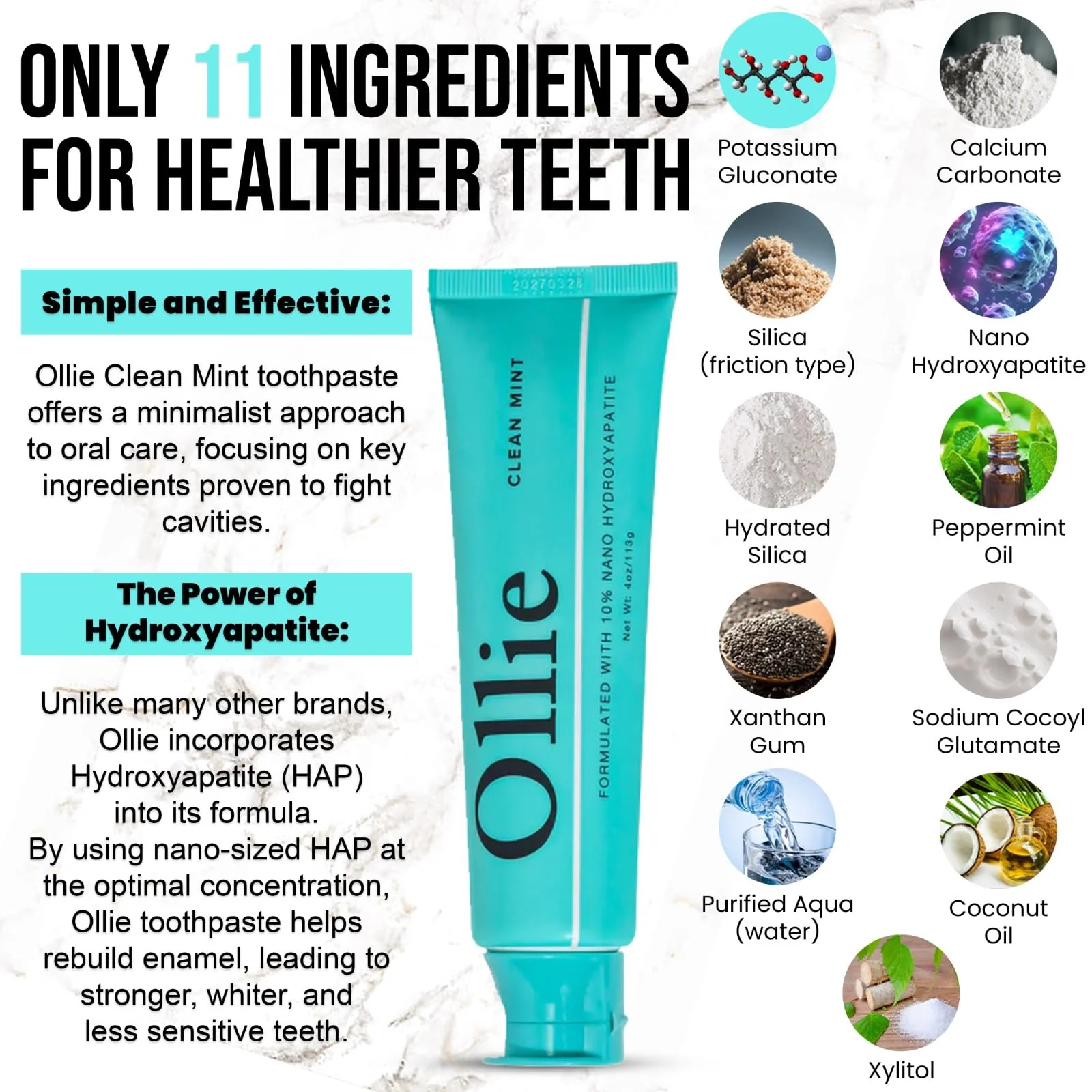 Ollie10% Nano-Hydroxyapatite Remineralizing Strawberry Toothpaste for Sensitive Teeth & Whitening, 4oz (Pack of 1) - Image 3