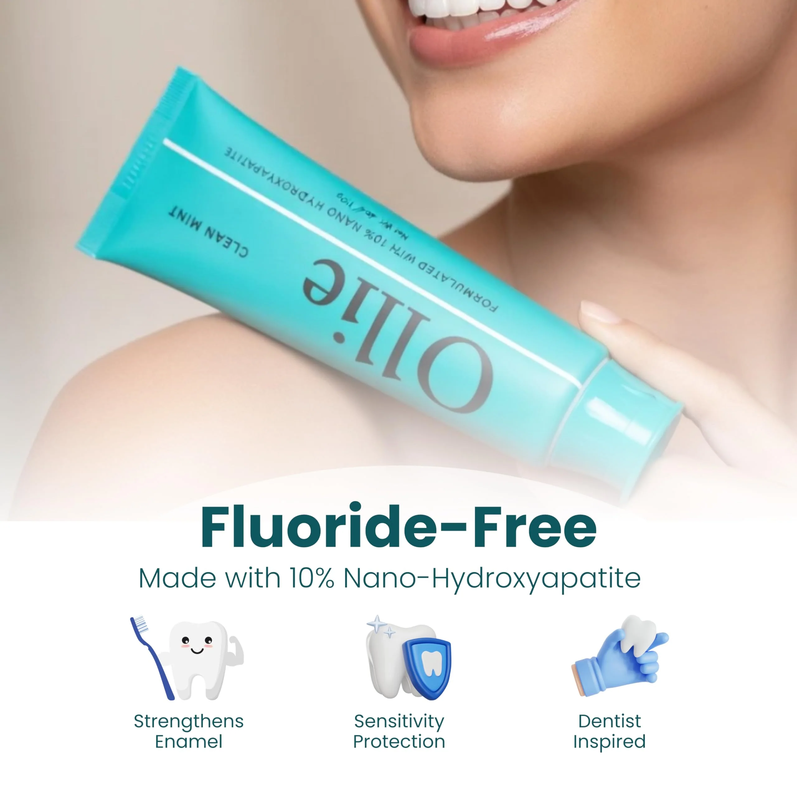 Ollie10% Nano-Hydroxyapatite Remineralizing Strawberry Toothpaste for Sensitive Teeth & Whitening, 4oz (Pack of 1) - Image 5