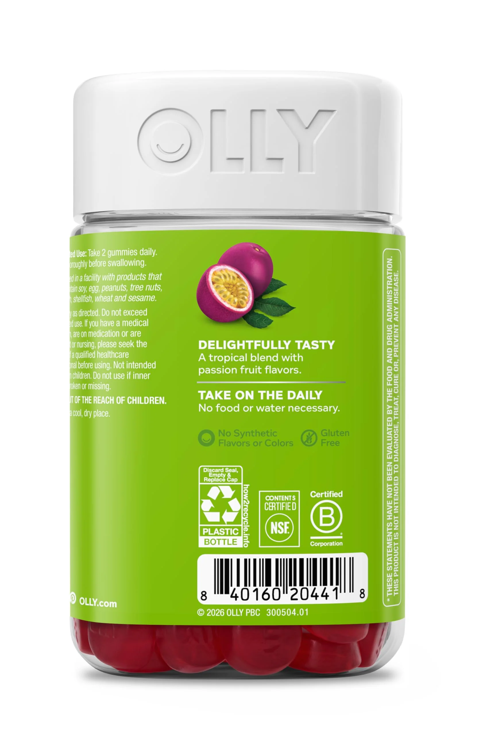 OLLY Daily Energy Gummy, Caffeine Free Cellular Energy Production,* Vitamin B12, CoQ10, Goji Berry, Adult Chewable Supplement, Tropical Passion Flavored, 60 Day Supply - 120 Count - Image 8