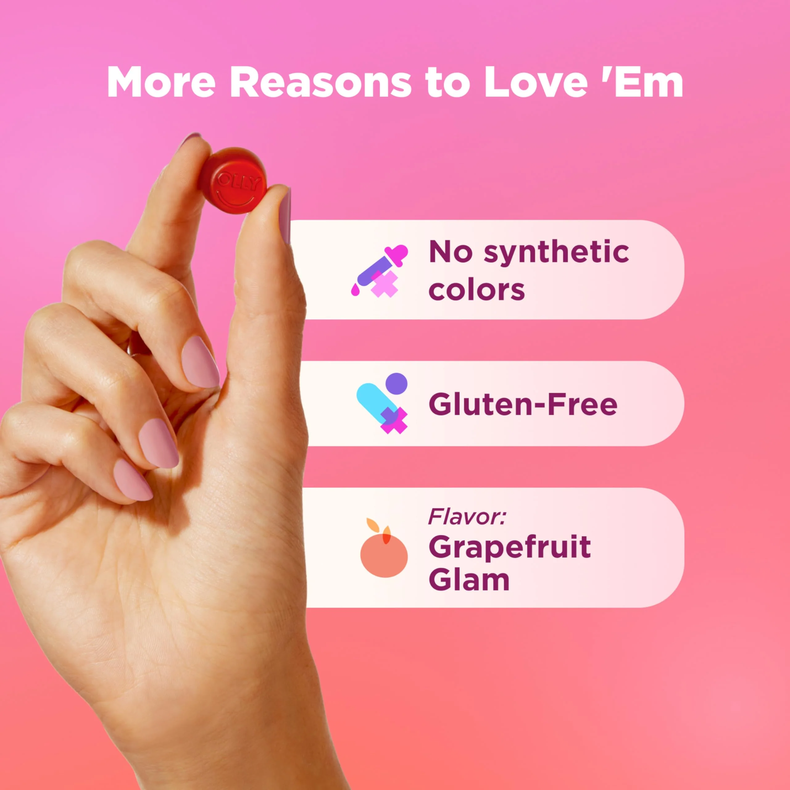 Olly, Gummy Undeniable Beauty Grapefruit Glam, 60 Count - Image 5