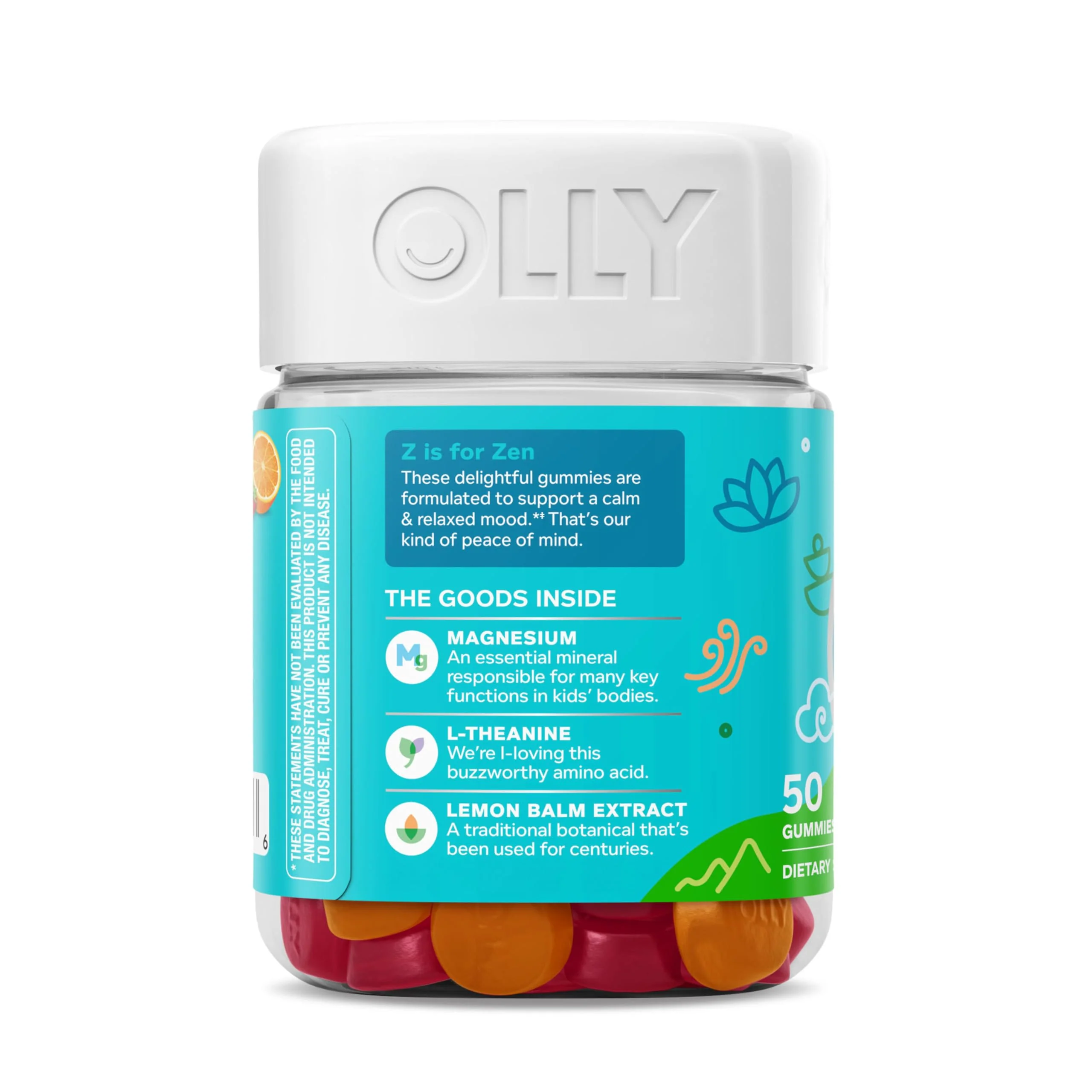 OLLY Kids Chillax Gummy, For a Calm and Relaxed Mood*, Magnesium, L-Theanine, Lemon Balm Extract, Chewable Supplement, Sherbet Flavored, 25 Day Supply - 50 Count (Packaging May Vary) - Image 9