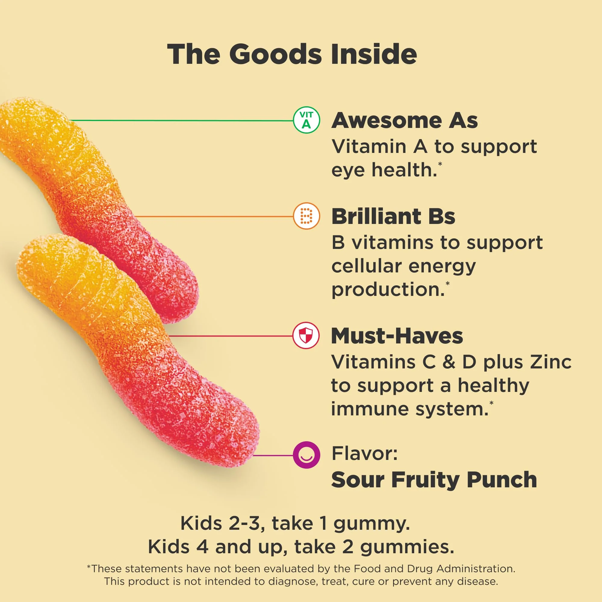 OLLY Kids Multivitamin Gummy, Overall Health and Immune Support,* Vitamins and Minerals A, C, D, E, Bs and Zinc, Kids Chewable Supplement, Sour Fruity Punch Flavored, 70 or 35 Day Supply - 70 Count - Image 3