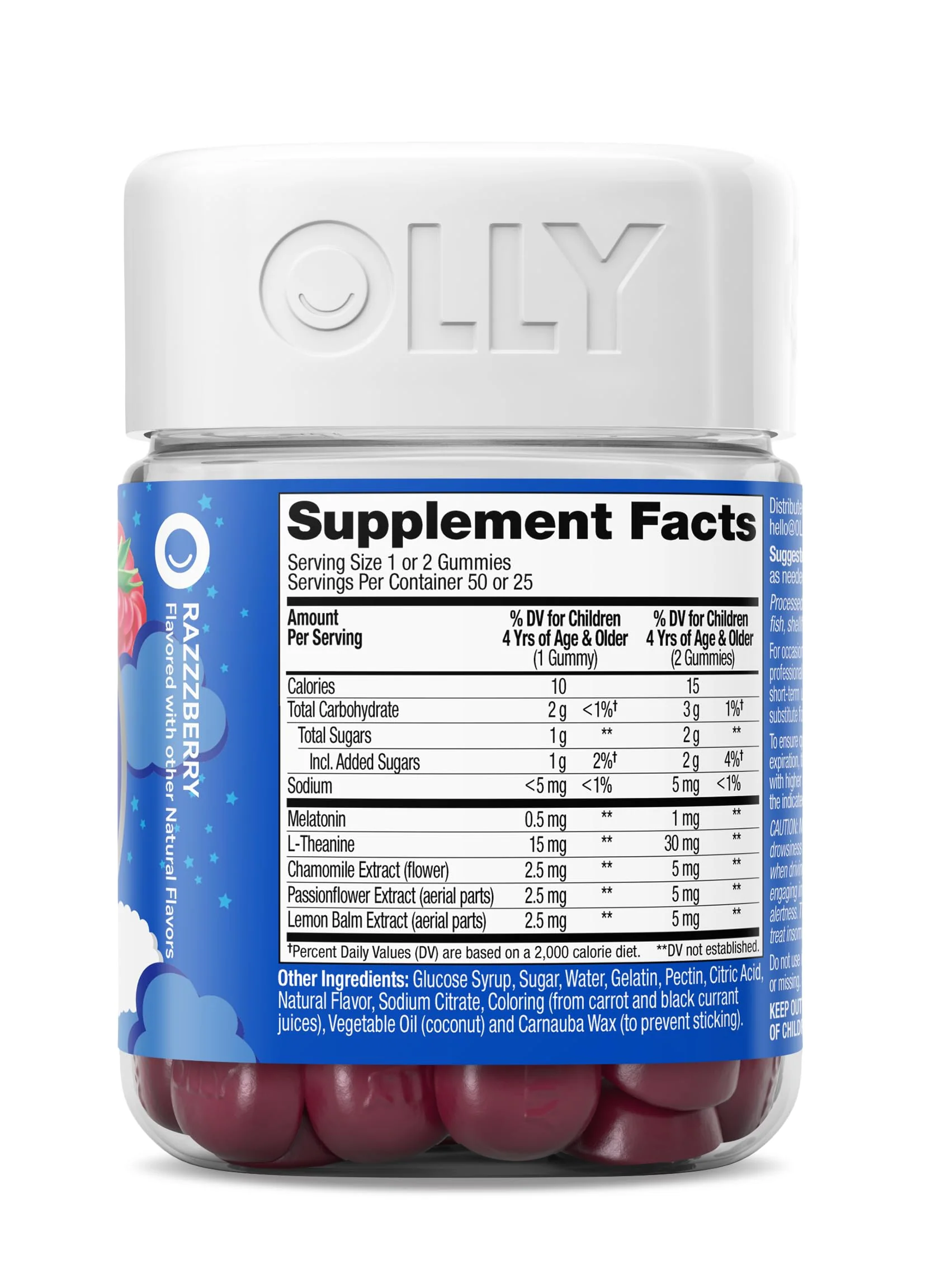 OLLY Kids Sleep Gummy, Occasional Sleep Support,* 0.5mg Melatonin, L-Theanine, Raspberry Flavored, 50 or 25 Day Supply - 50 Count - Image 9