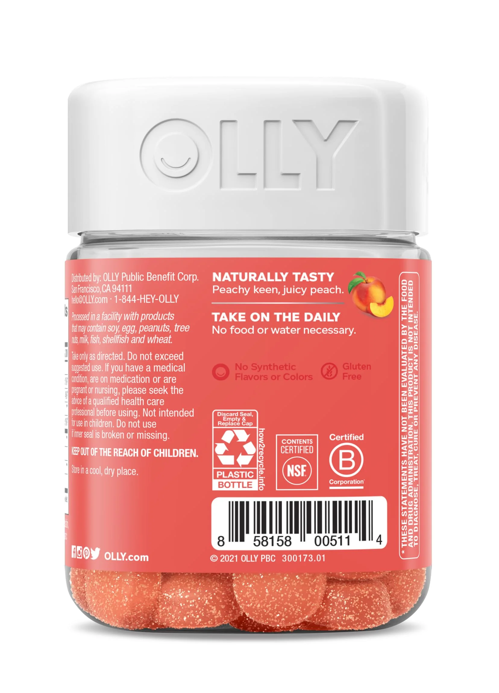 OLLY Probiotic + Prebiotic Gummy, Digestive Support and Gut Health, 500 Million CFUs, Fiber, Adult Chewable Supplement for Men and Women, Peach, 30 Day Supply - 30 Count (Pack of 12) - Image 8
