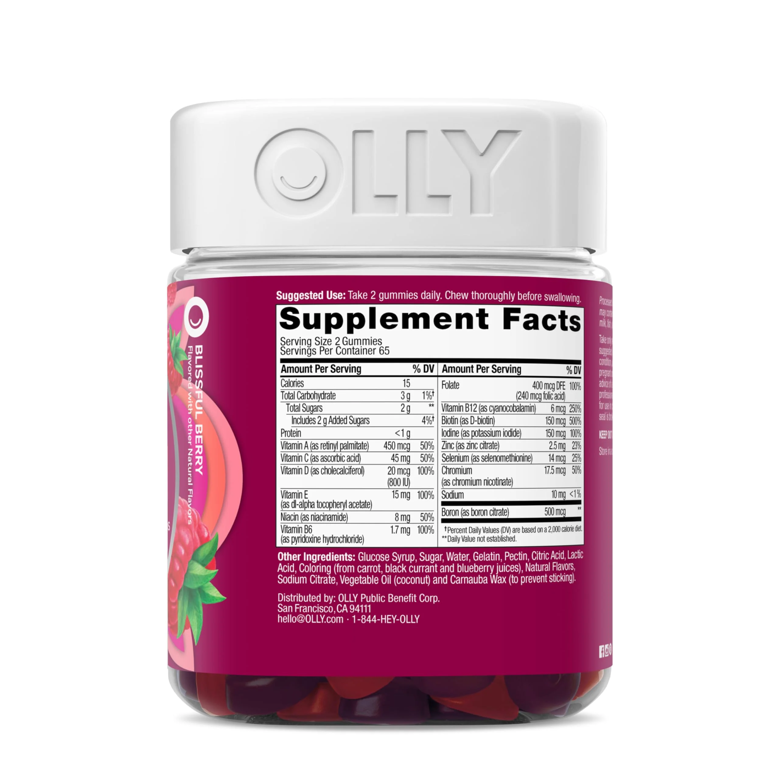 OLLY Women's Multivitamin Gummy, Women's Overall Wellness,* Vitamins A, C, D, E, Biotin, Folic Acid, Adult Chewable Supplement, Berry Flavored, 65 Day Supply - 130 Count - Image 9