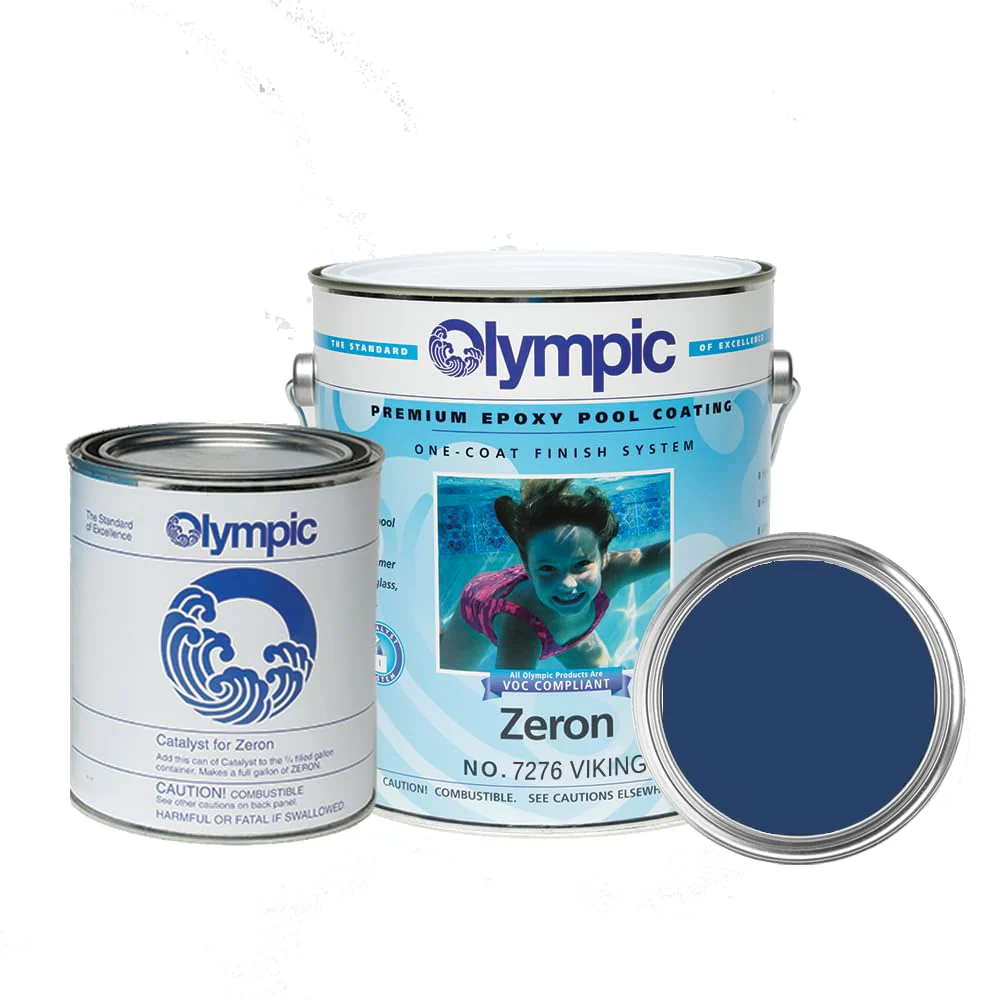Olympic Pool Paint - Zeron - Viking Blue - 1 Gallon - two-part epoxy swimming pool paint - one-coat for plaster, fiberglass, steel and aluminum pools.