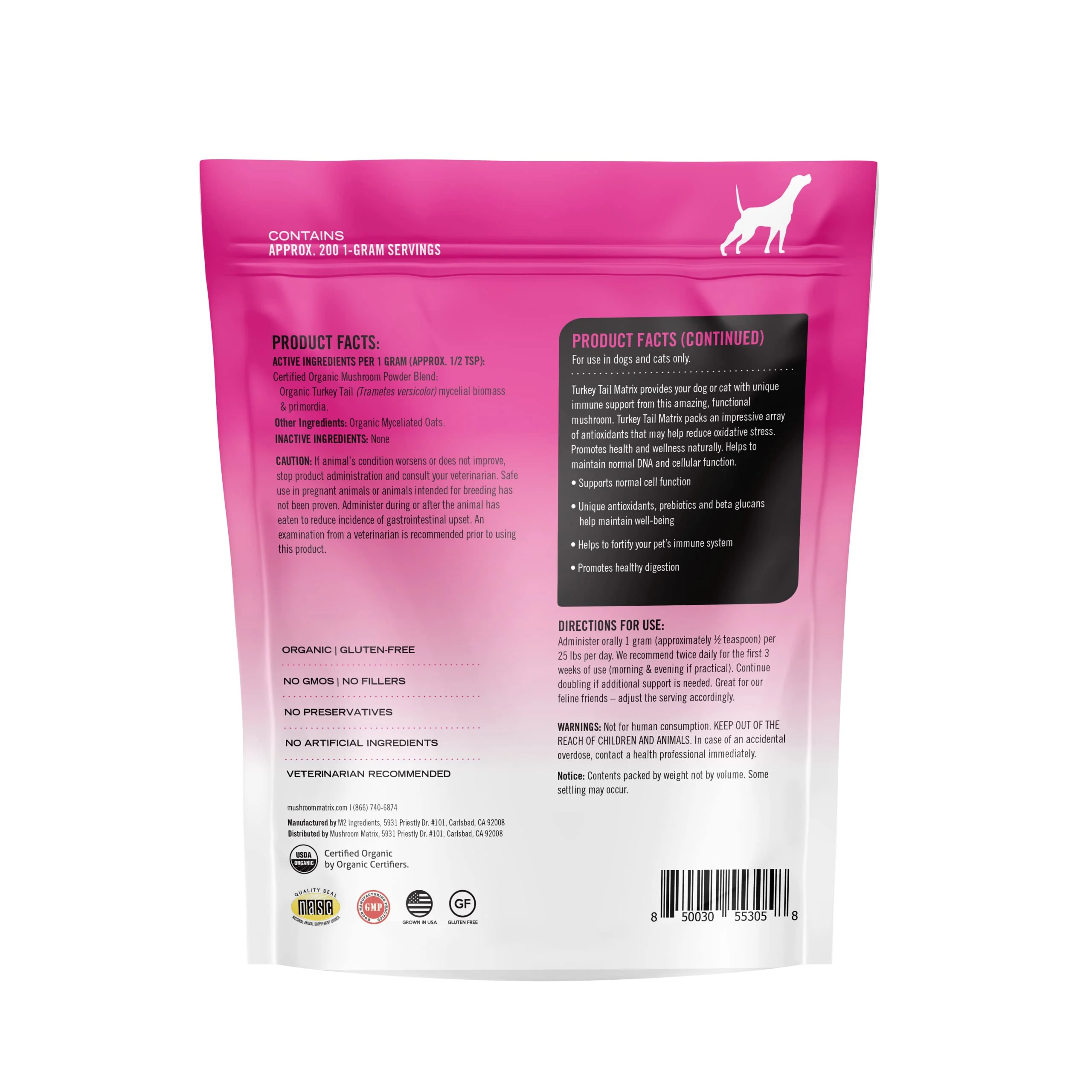 Om Mushroom Matrix Turkey Tail Mushroom Pet Supplement Powder, Provides Immunity Support & Holistic Defense for Dogs & Cats, 200 Grams, 7.1 oz - Image 5