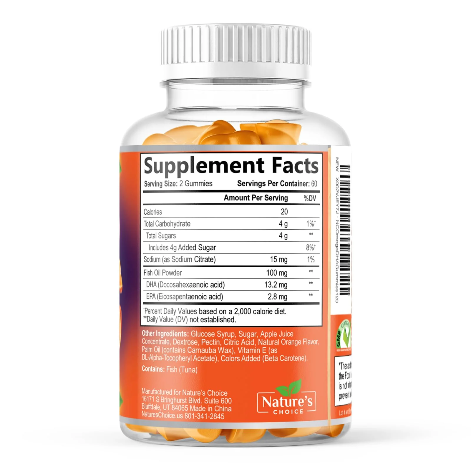 Omega 3 Fish Oil Gummies - Triple Strength Omega3 Gummy - DHA & EPA Fatty Acids for Heart Health, Joint & Brain Support, Nature's High Absorption Omega Fish Oil Supplement, Orange Flavor- 120 Gummies - Image 2