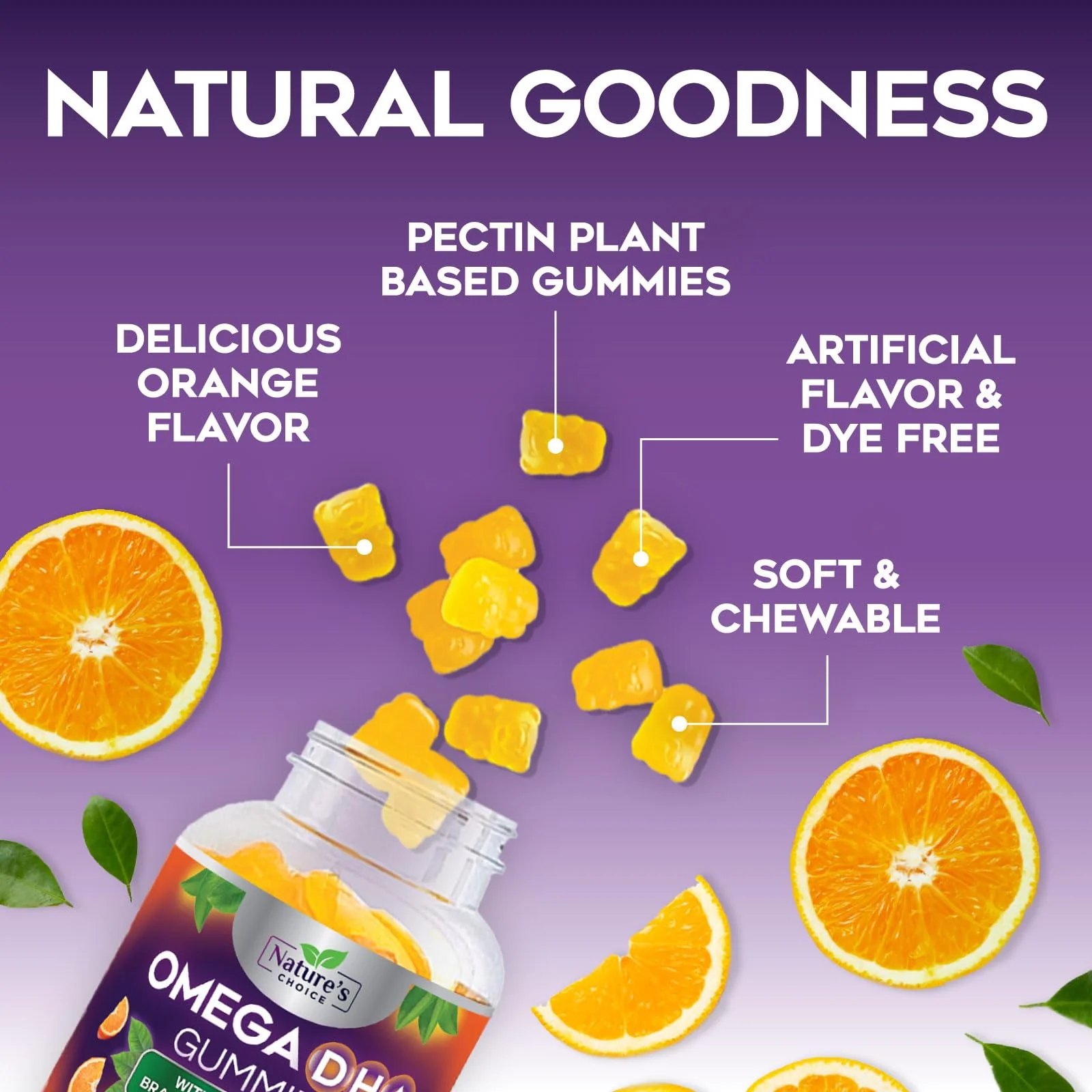Omega 3 Fish Oil Gummies - Triple Strength Omega3 Gummy - DHA & EPA Fatty Acids for Heart Health, Joint & Brain Support, Nature's High Absorption Omega Fish Oil Supplement, Orange Flavor- 120 Gummies - Image 6
