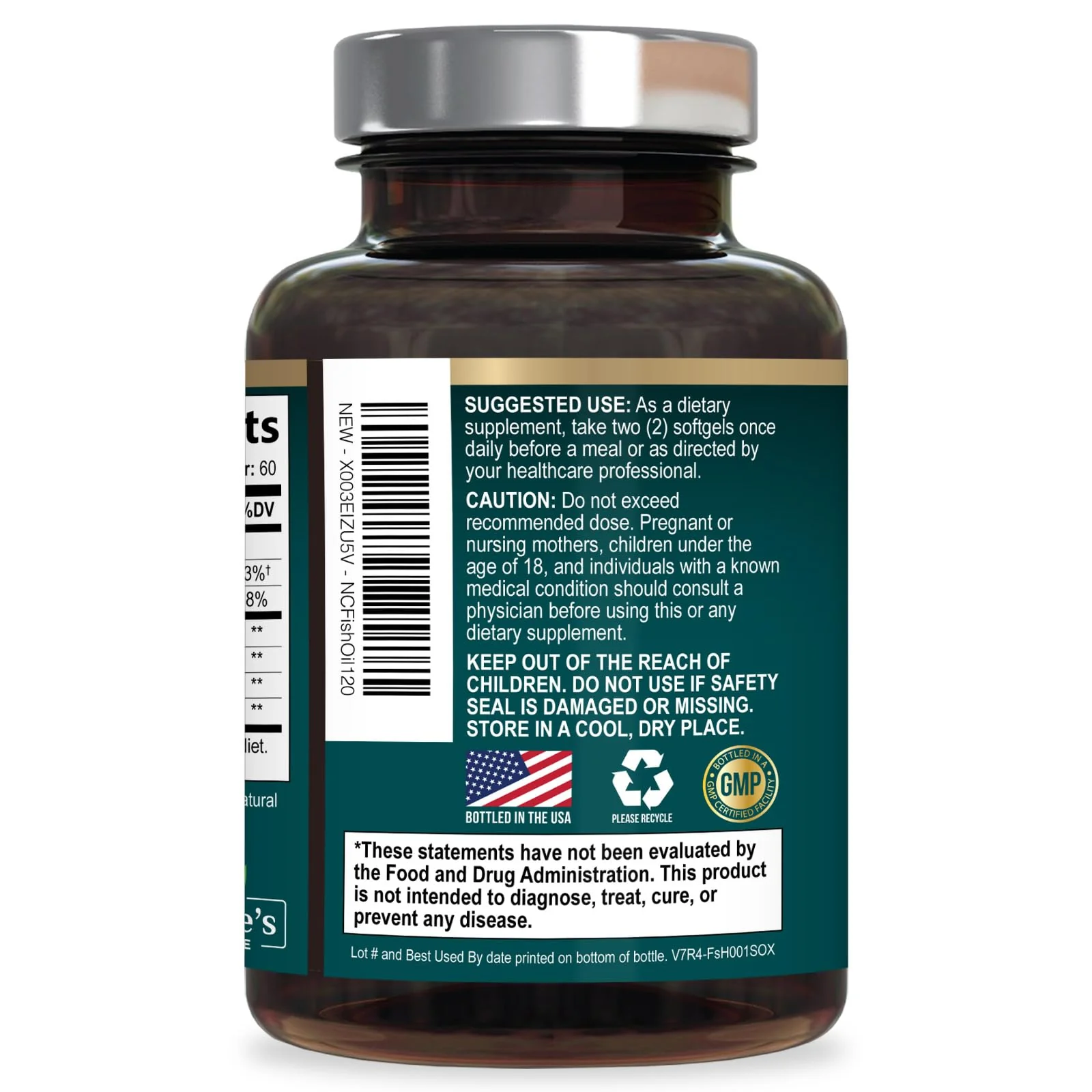 Omega 3 Fish Oil Supplements - 2400mg Fish Oil Per Serving - Triple Strength Omega-3 with Fatty Acids EPA & DHA - Natural Heart, Brain & Immune Support - Wild Caught, Bottled in USA - 120 Softgels - Image 3