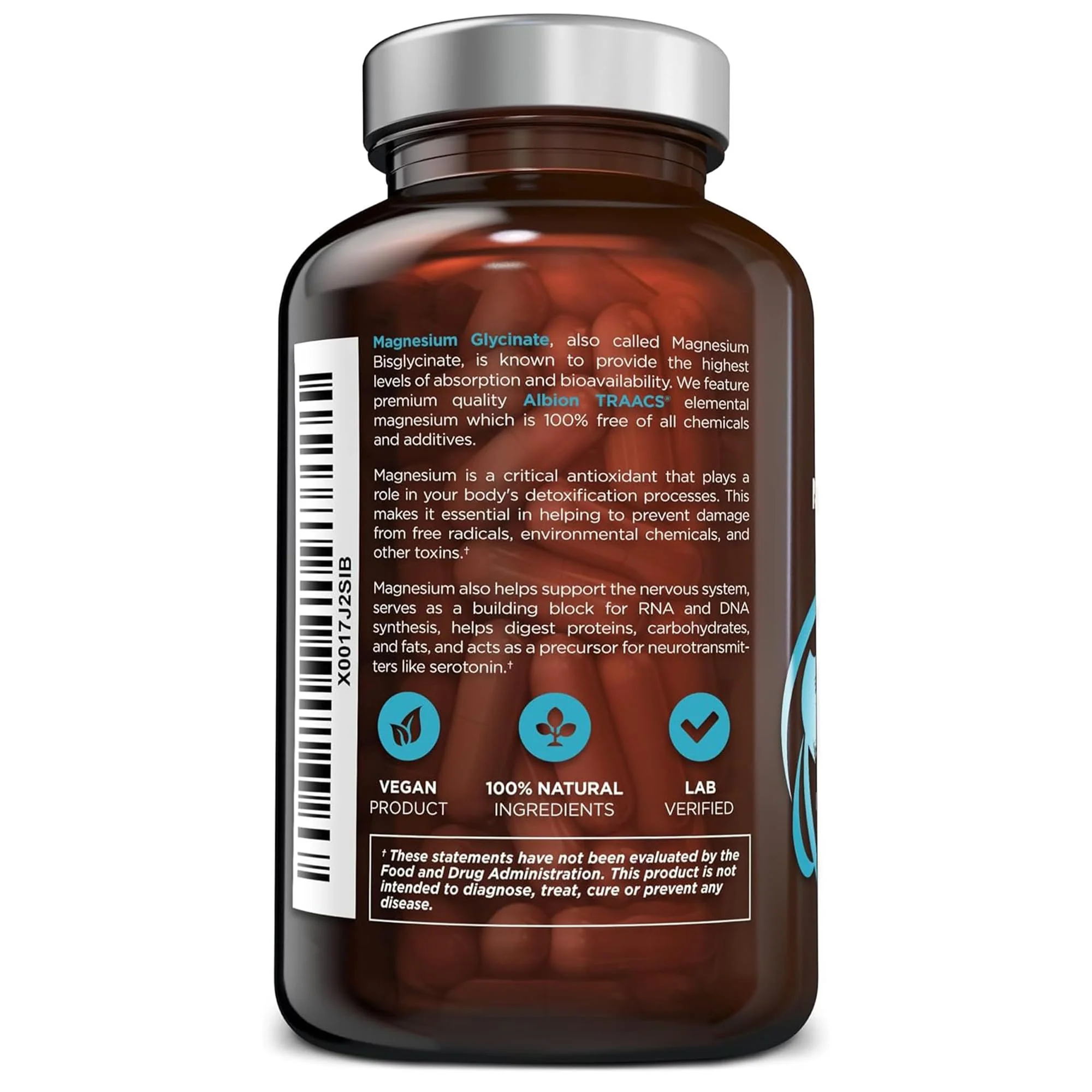 OmniBiotics Magnesium Glycinate Supplement – with 100% Pure Albion TRAACS Bisglycinate Chelate for Sleep, Muscle, Nerve & Heart Health – 120 Vegan Capsules - Image 2