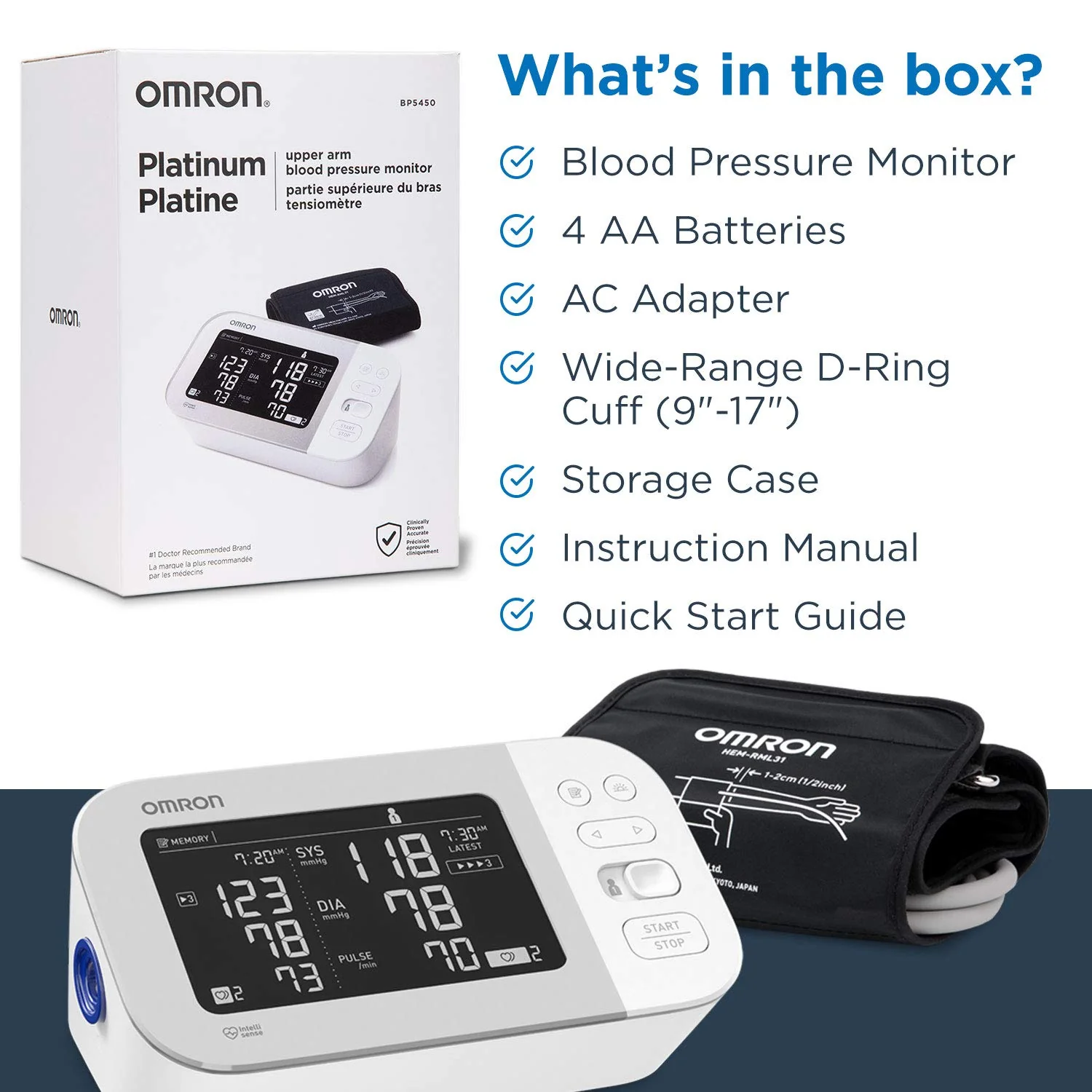 OMRON Platinum Blood Pressure Monitor, Upper Arm Cuff, Digital Bluetooth Blood Pressure Machine, Stores Up To 200 Readings for Two Users (100 readings each) - Image 2