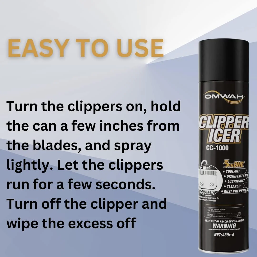 OMWAH 5 in 1 Clipper Icer Blade Cleaner and Lubricant Clipper Spray (3 pack) (15 oz. Can)… - Image 4