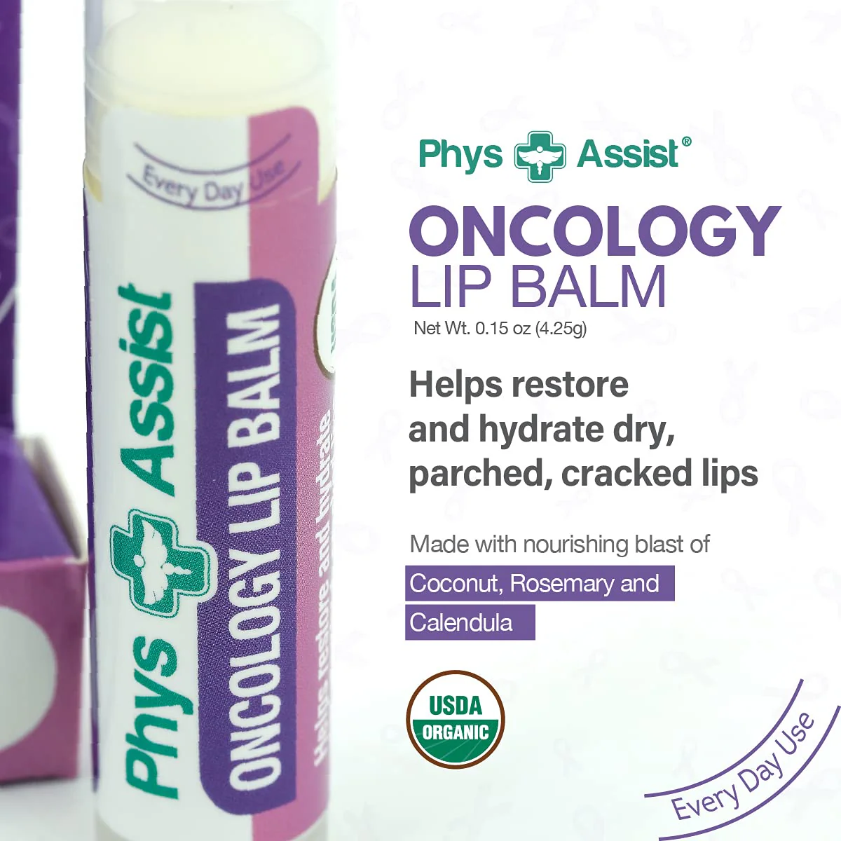 Oncology Lip Balm USDA Organic, Hydrate Dry, Parched Lips. Moisturizing -3 Pack - Image 6
