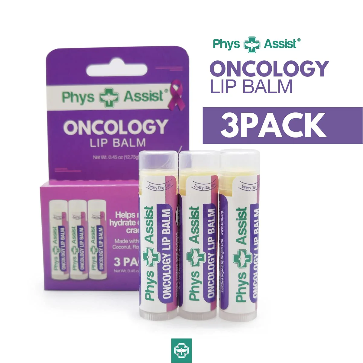 Oncology Lip Balm USDA Organic, Hydrate Dry, Parched Lips. Moisturizing -3 Pack - Image 7