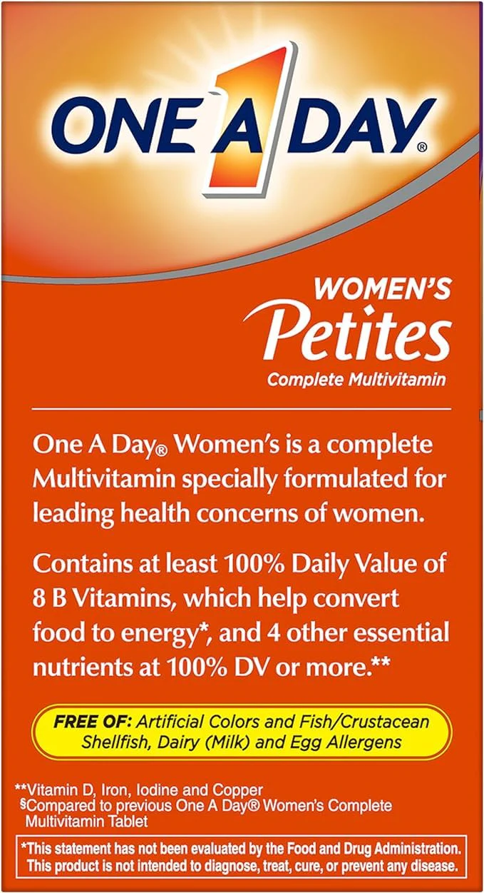 ONE A DAY Women’s Petites Multivitamin,Supplement with Vitamin A, C, D, E and Zinc for Immune Health Support, B Vitamins, Biotin, Folate (as folic Acid) & More,Tablet, 160 Count (Pack of 2) - Image 3