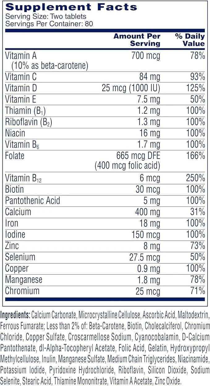 ONE A DAY Women’s Petites Multivitamin,Supplement with Vitamin A, C, D, E and Zinc for Immune Health Support, B Vitamins, Biotin, Folate (as folic Acid) & More,Tablet, 160 Count (Pack of 2) - Image 4