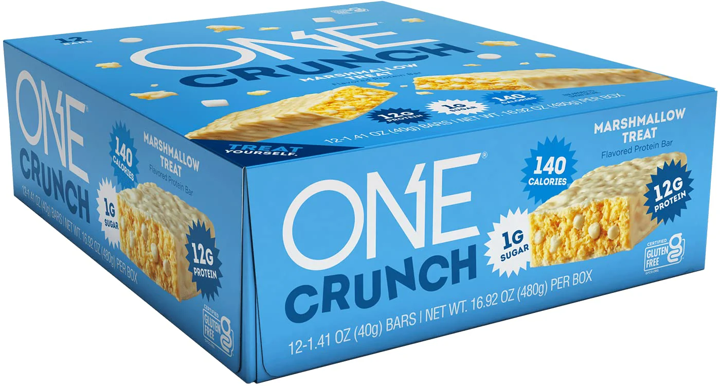 ONE Crunch Protein Bars, Marshmallow Treat, Gluten Free Protein Bars with 12g Protein and 1g Sugar, Pantry Staples, 2.12 oz (12 Count) - Image 3