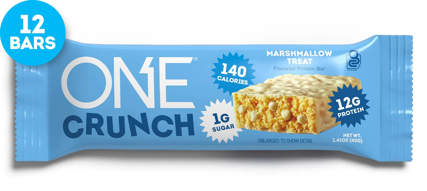 ONE Crunch Protein Bars, Marshmallow Treat, Gluten Free Protein Bars with 12g Protein and 1g Sugar, Pantry Staples, 2.12 oz (12 Count) - Image 4