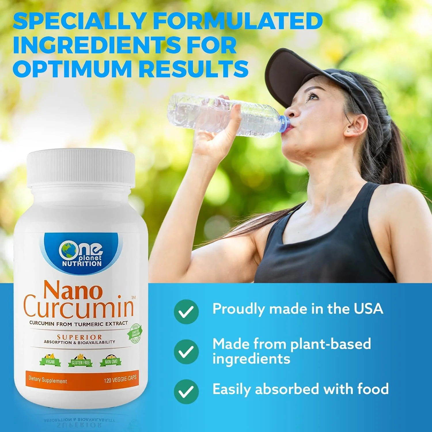 One Planet Nutrition Nano Curcumin 500 mg Veggie Capsules (120 Servings), Nano for High Absorption, Supports Immune Health, Non-GMO, Vegan, Gluten-Free - Image 3
