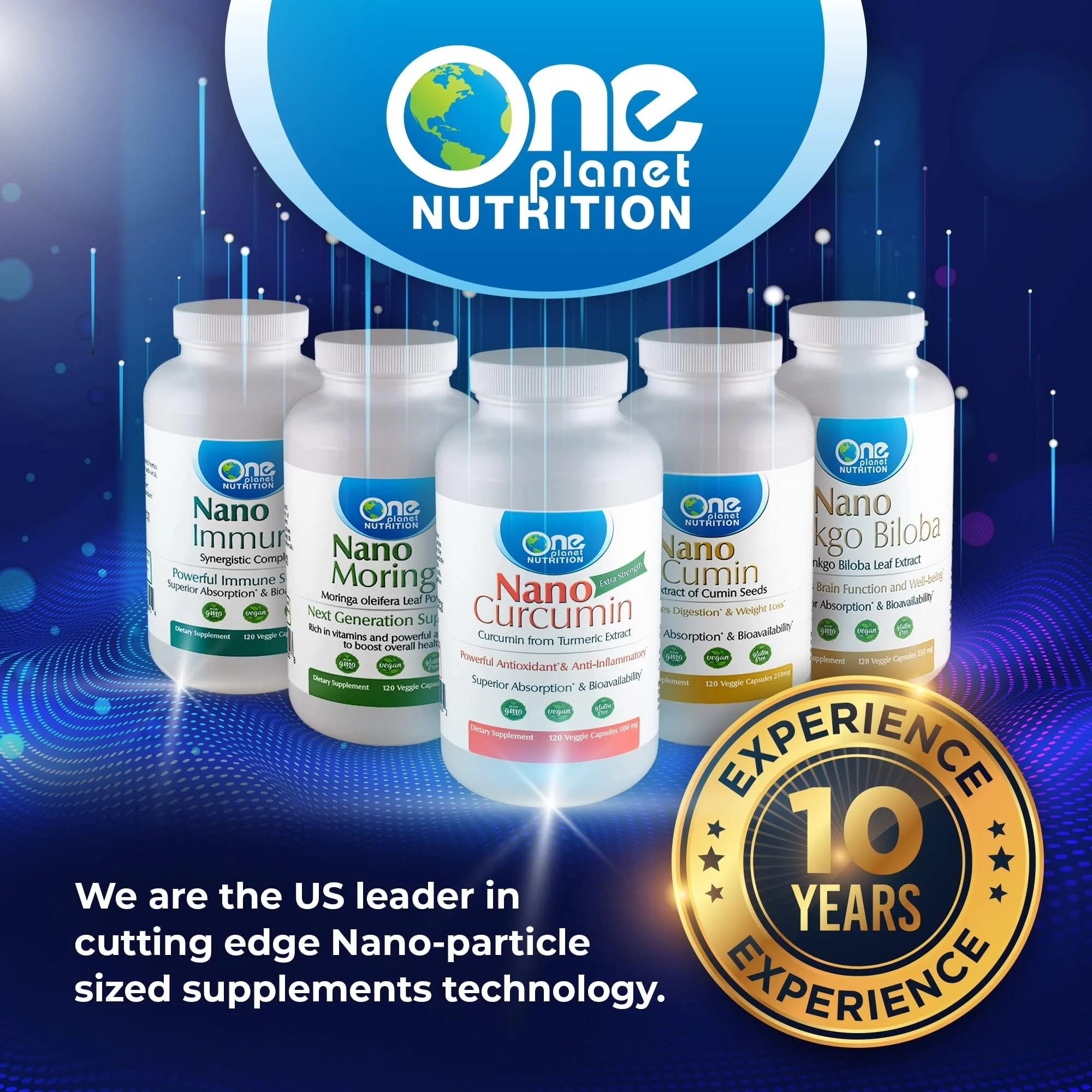 One Planet Nutrition Nano Curcumin 500 mg Veggie Capsules (60 Servings), Nano for High Absorption, Supports Overall Wellness, Non-GMO, Vegan, Gluten-Free - Image 4