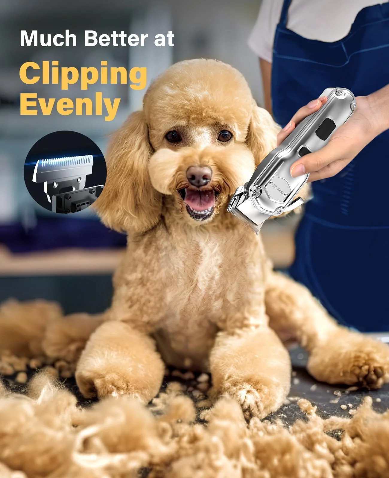 oneisall Dog Grooming Kit for Heavy Thick Hair&Coats/Low Noise Rechargeable Cordless Waterproof Dog Clippers for Grooming Animals&Pets/Pet Shaver with Stainless Steel Blade and Paw Trimmer - Image 8