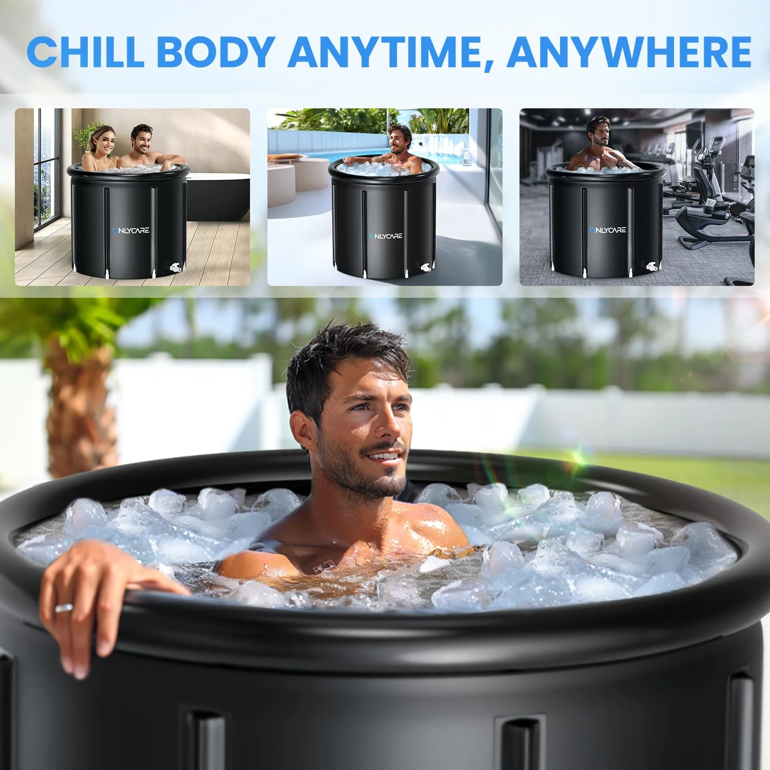 ONLYCARE Upgrade XXL 135 Gal Ice Bath Tub for Athletes - Cold Plunge Tub with Cover - Multiple Layered Cold Water Portable Ice Pod for Therapy Recovery at Home Outdoor Gym Use - Image 3